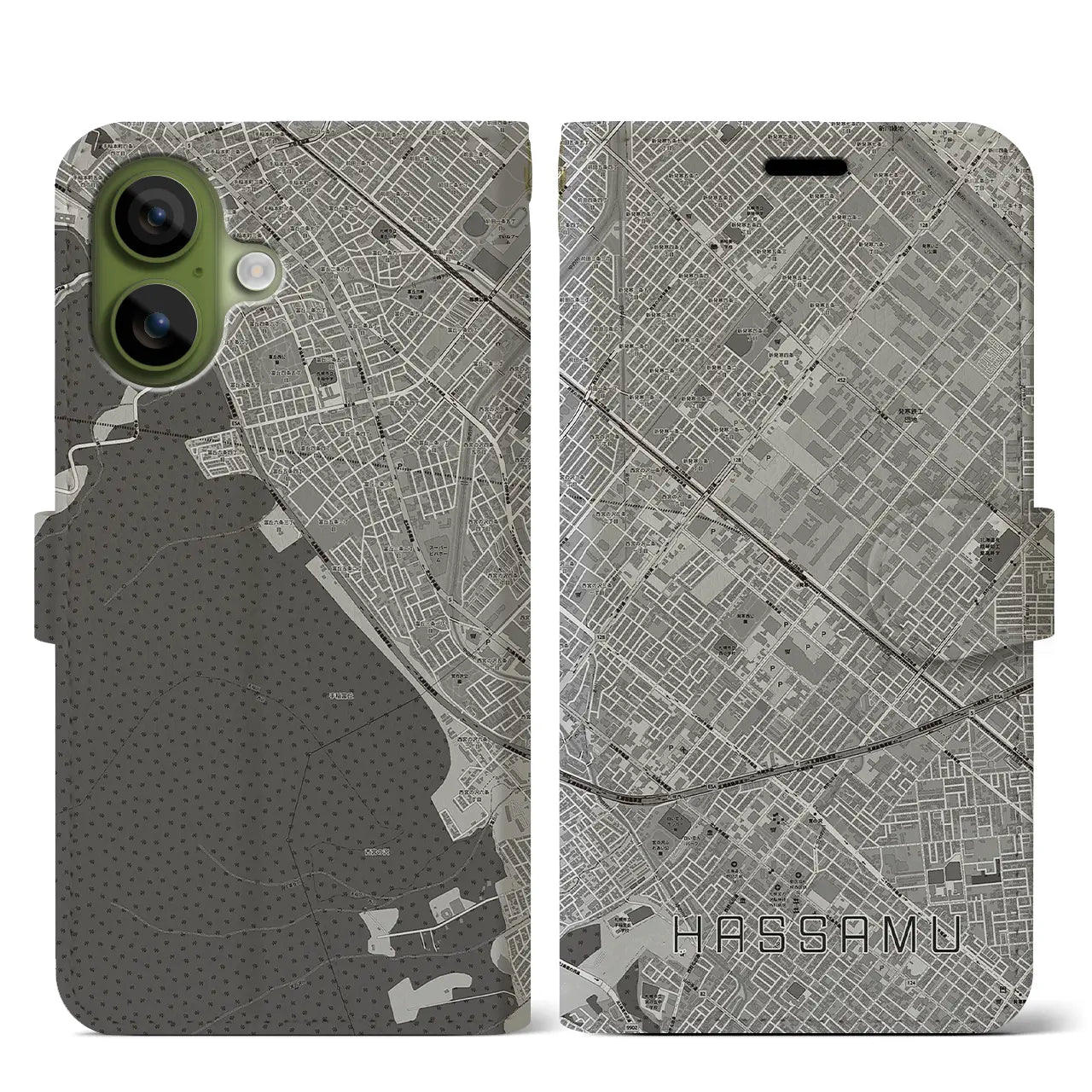 【発寒(北海道)】地図柄iPhoneケース(手帳タイプ)