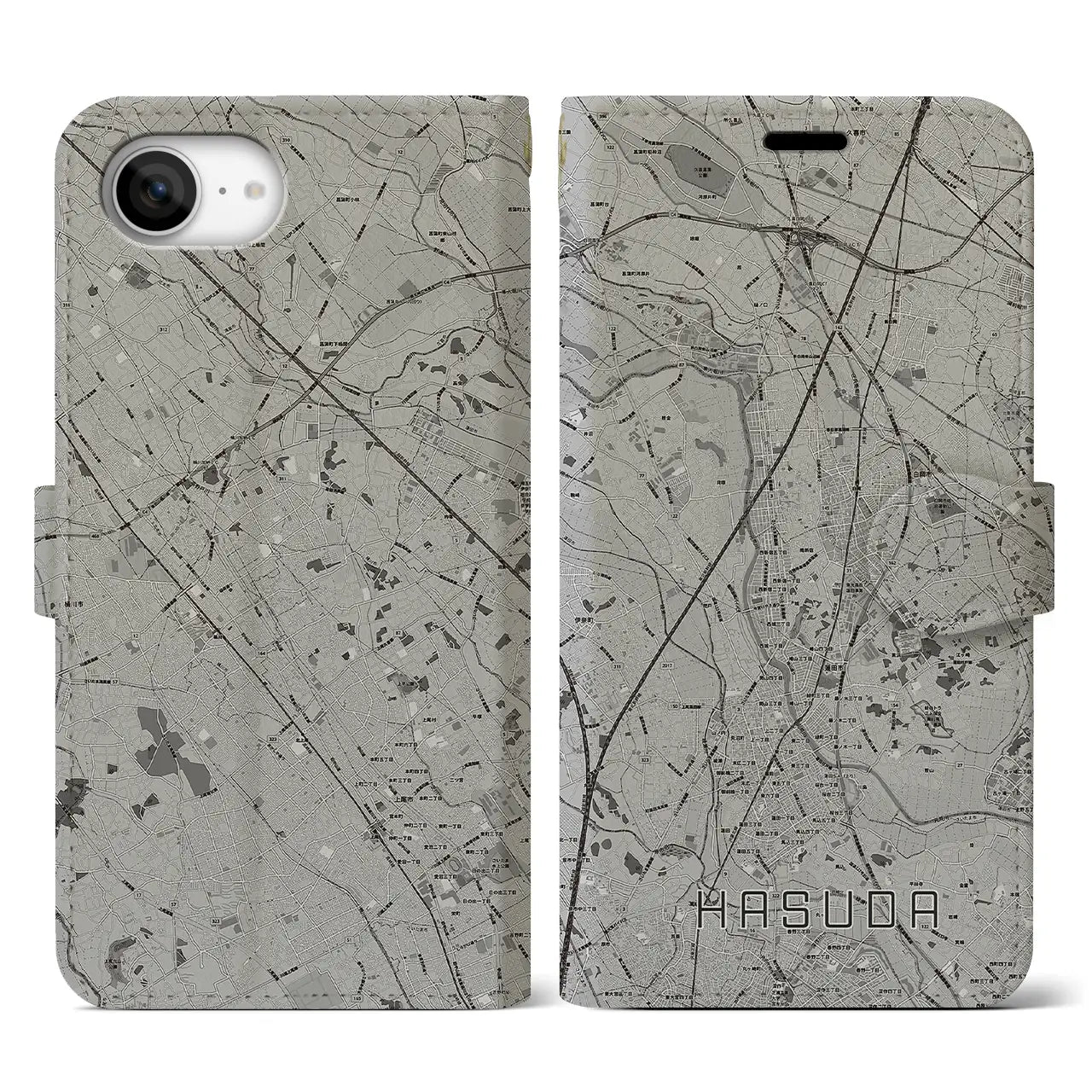 【蓮田(埼玉県)】地図柄iPhoneケース(手帳タイプ)