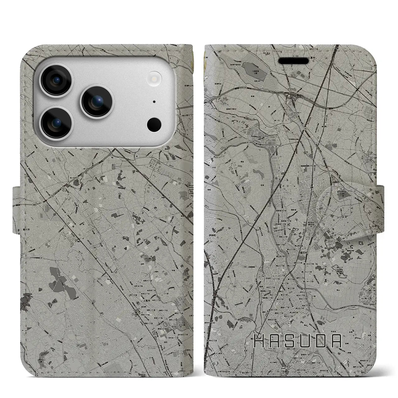 【蓮田(埼玉県)】地図柄iPhoneケース(手帳タイプ)