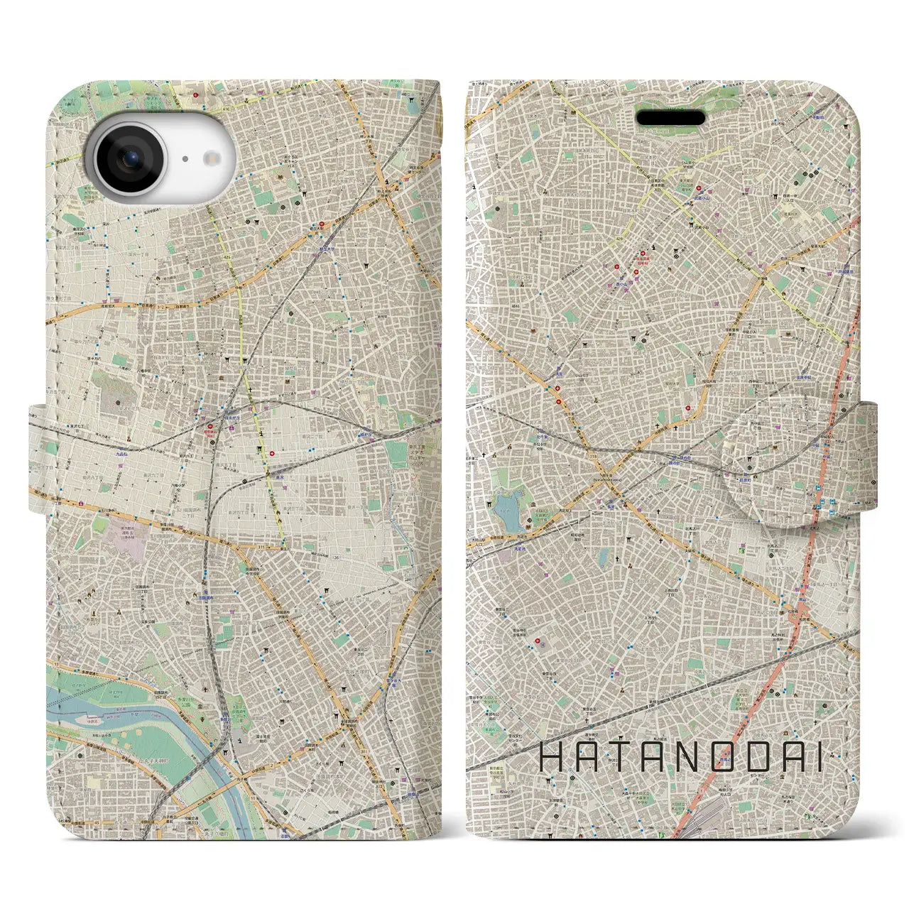 【旗の台(東京都)】地図柄iPhoneケース(手帳タイプ)