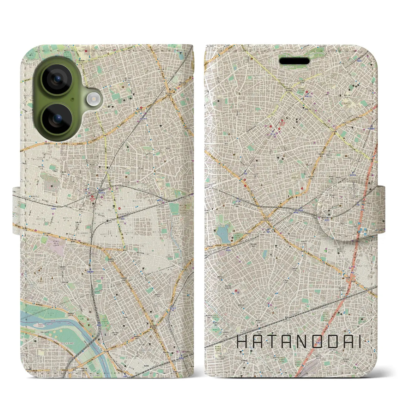 【旗の台(東京都)】地図柄iPhoneケース(手帳タイプ)