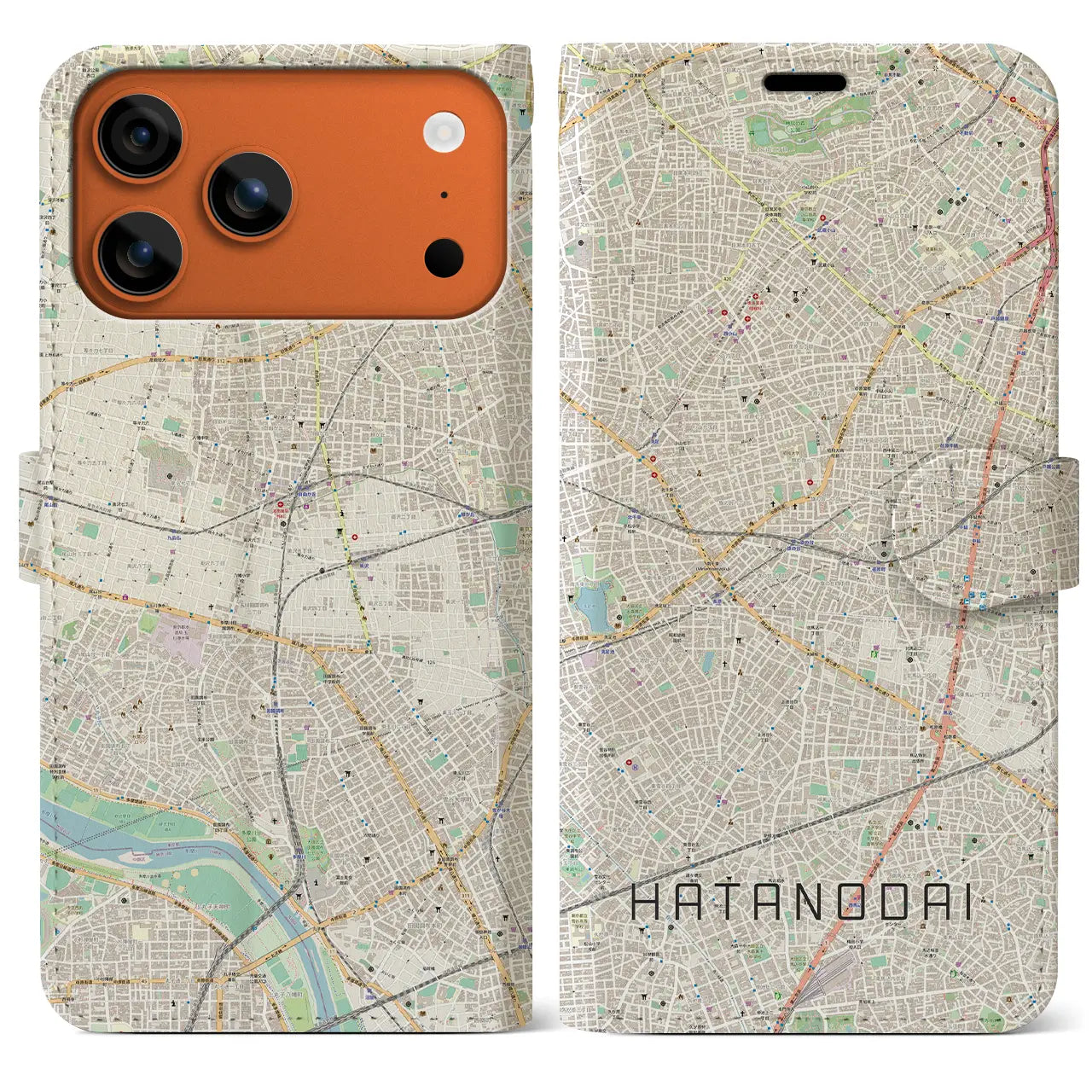 【旗の台(東京都)】地図柄iPhoneケース(手帳タイプ)