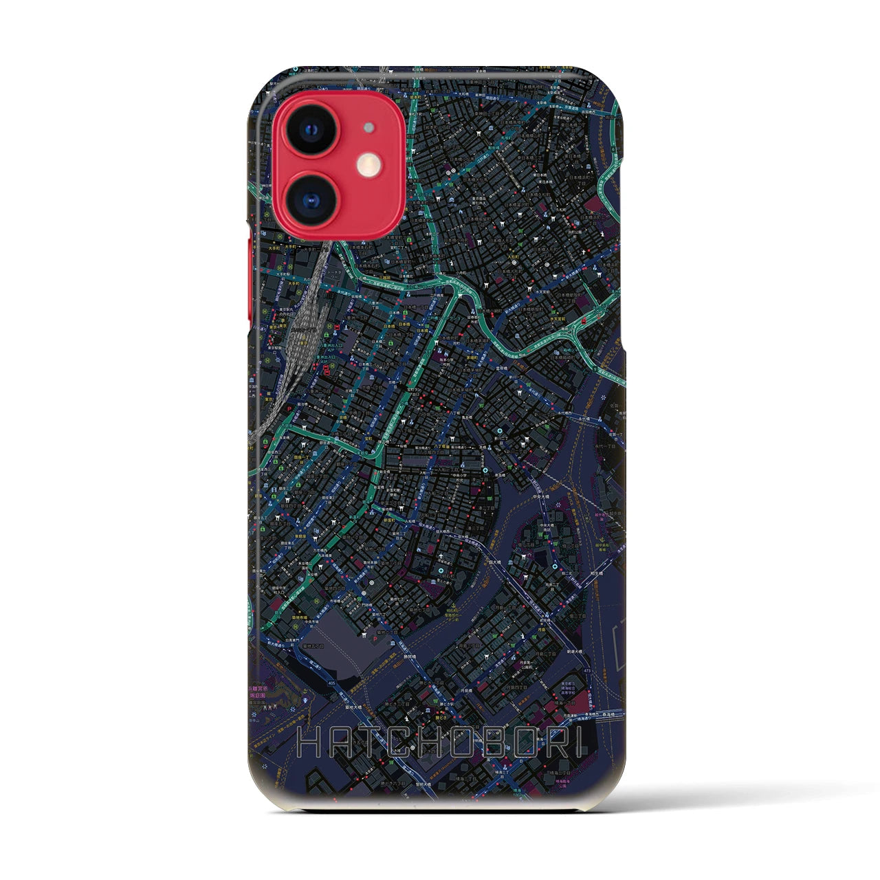 【八丁堀(東京都)】地図柄iPhoneケース(バックカバータイプ)