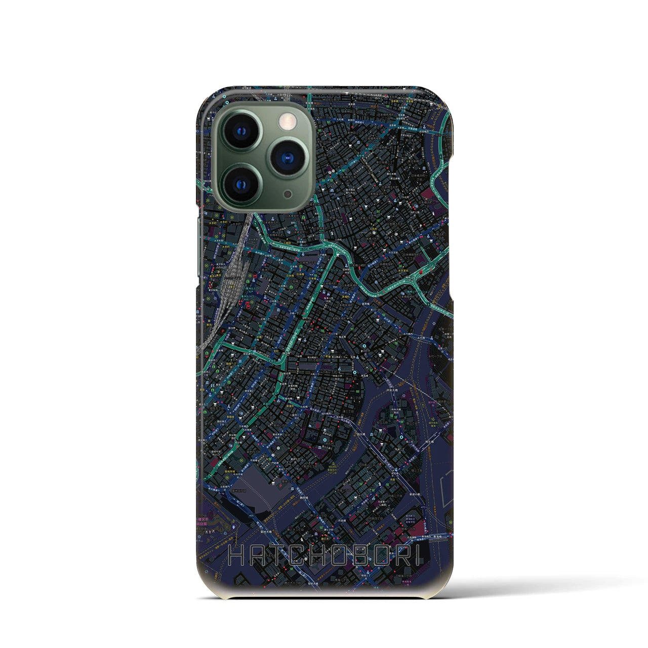 【八丁堀(東京都)】地図柄iPhoneケース(バックカバータイプ)