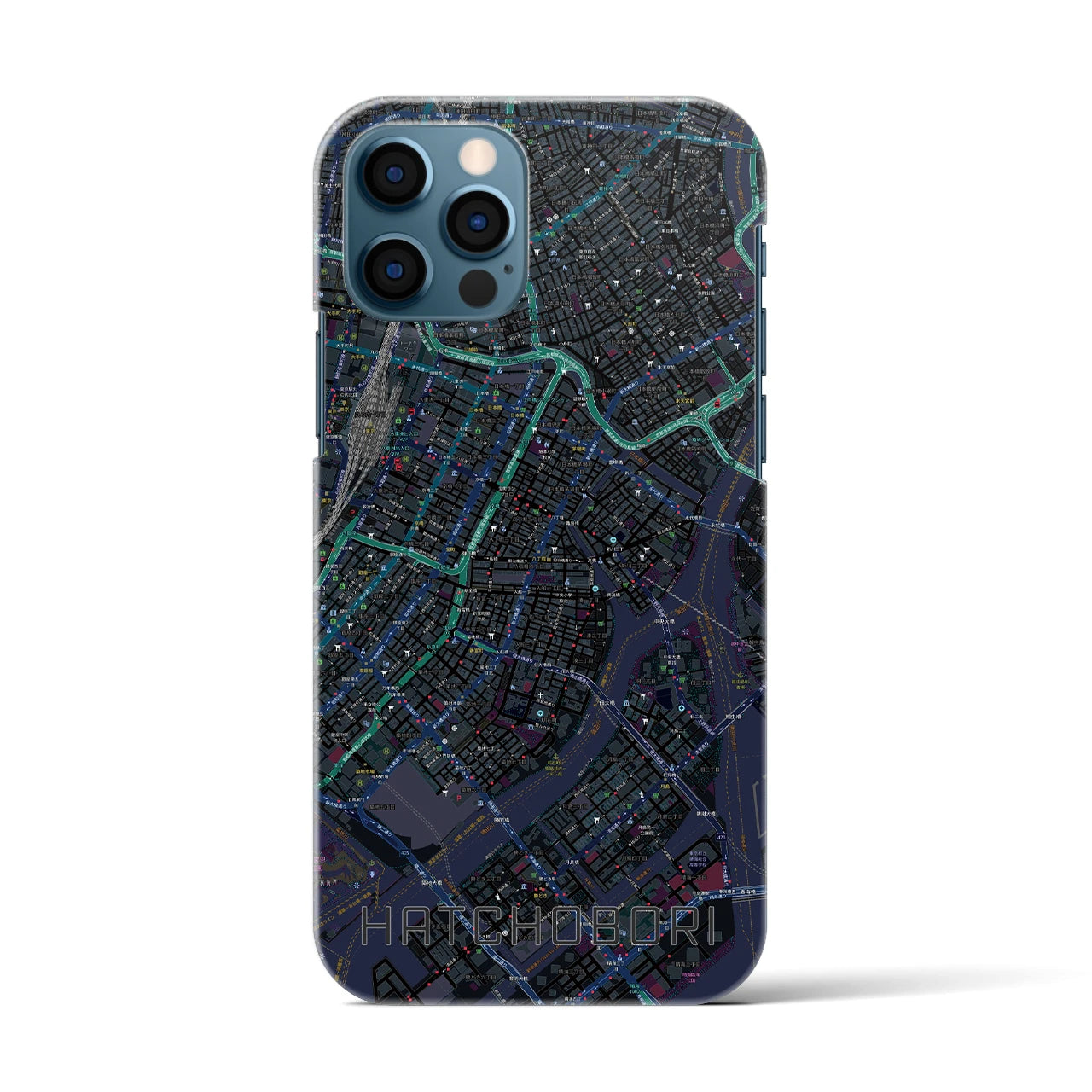 【八丁堀(東京都)】地図柄iPhoneケース(バックカバータイプ)