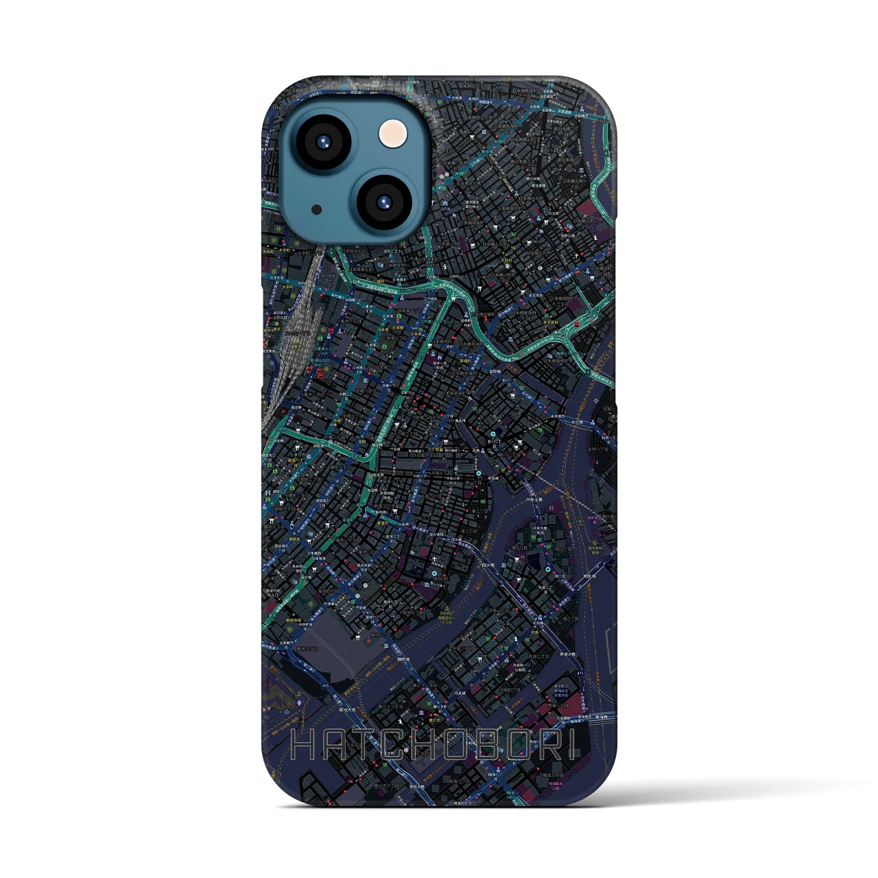 【八丁堀(東京都)】地図柄iPhoneケース(バックカバータイプ)