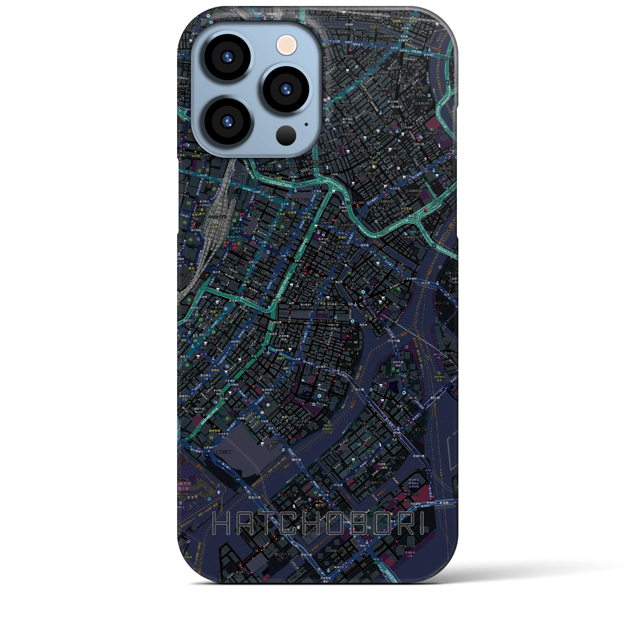 【八丁堀(東京都)】地図柄iPhoneケース(バックカバータイプ)