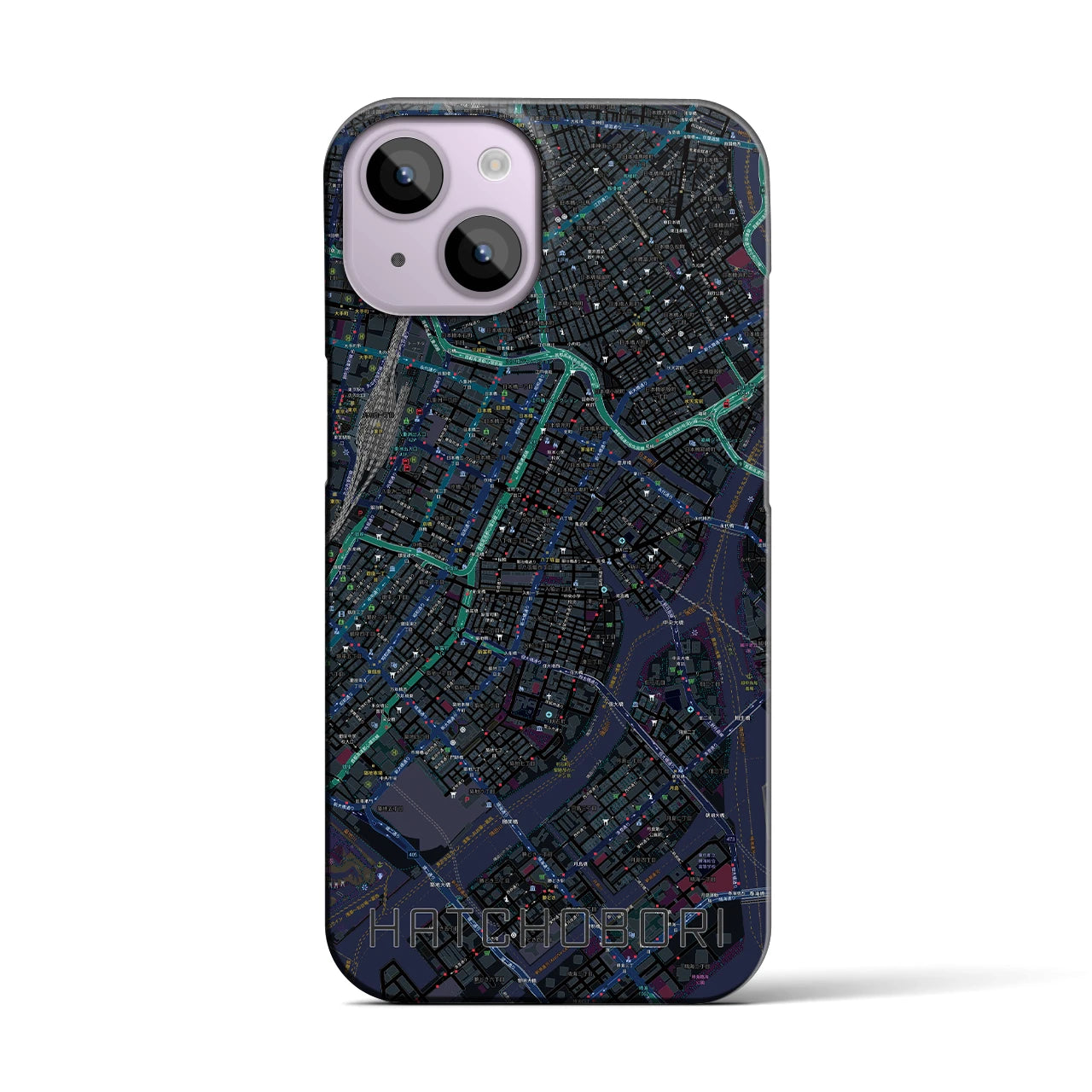 【八丁堀(東京都)】地図柄iPhoneケース(バックカバータイプ)