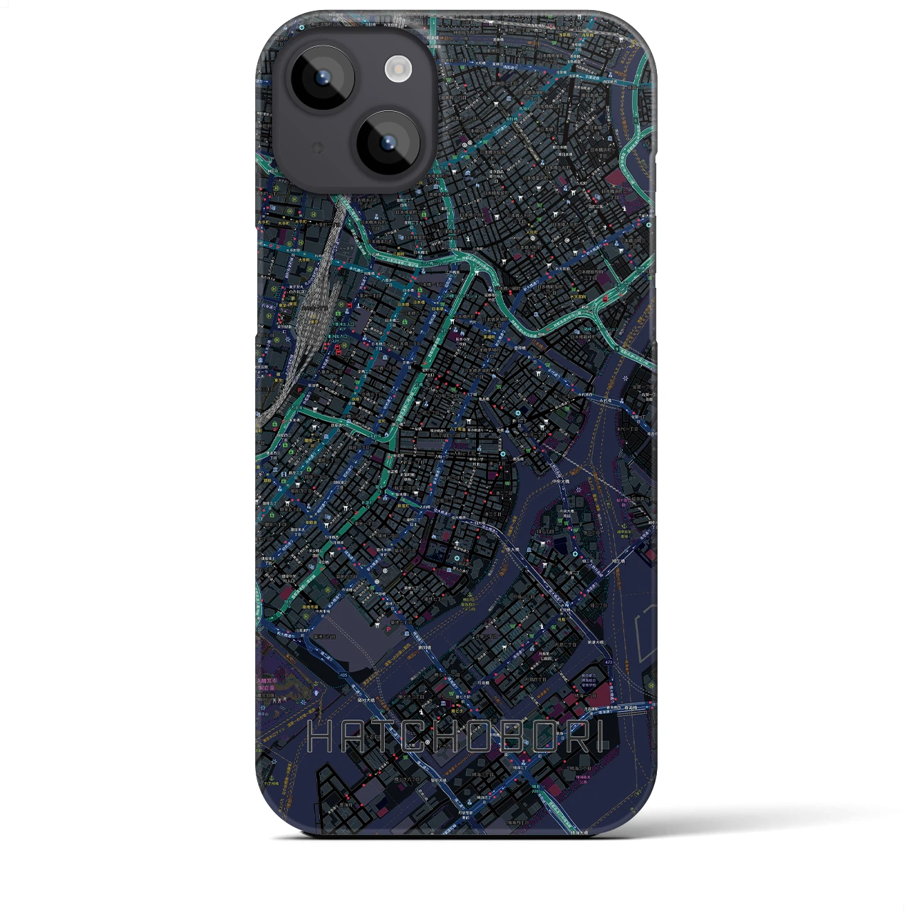 【八丁堀(東京都)】地図柄iPhoneケース(バックカバータイプ)