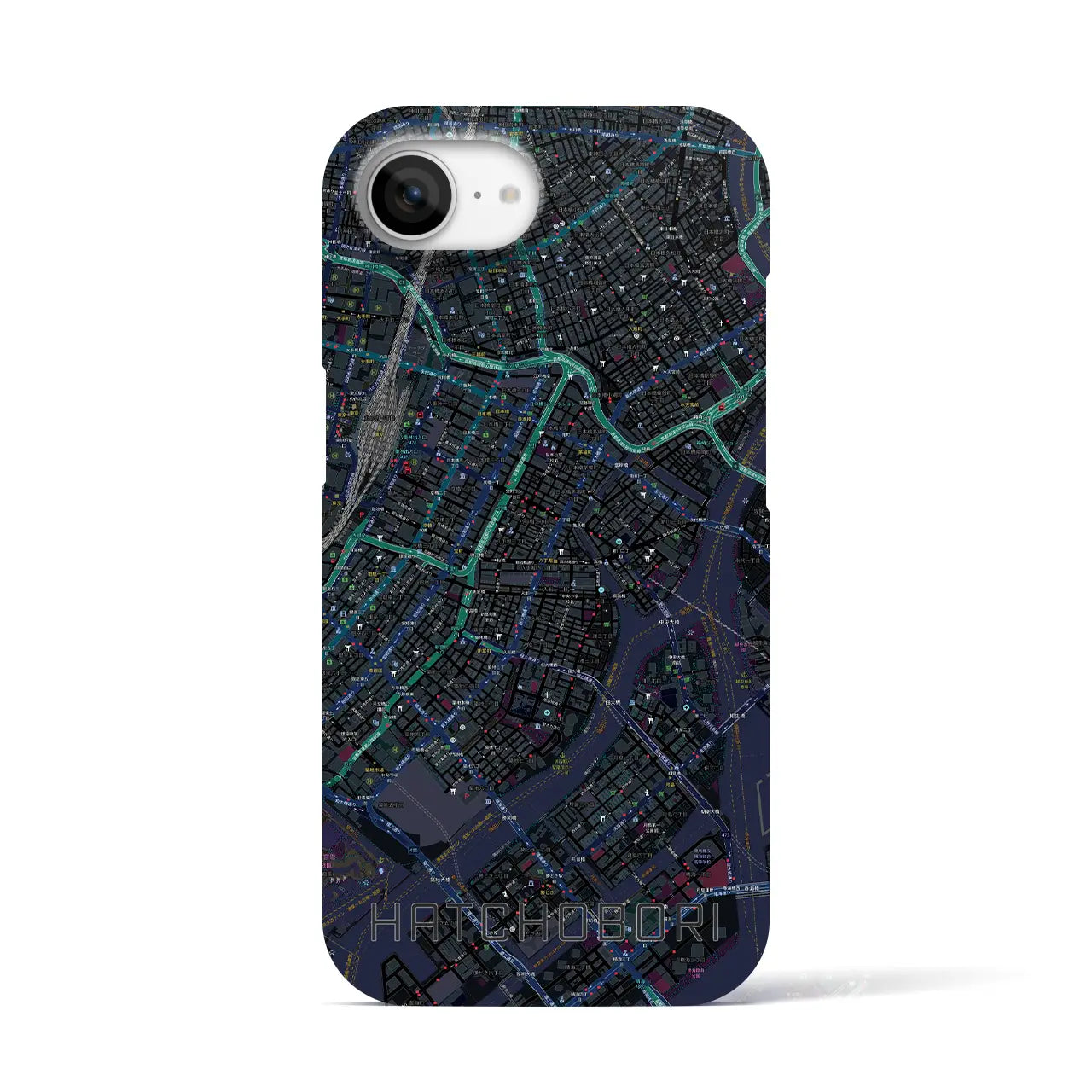 【八丁堀(東京都)】地図柄iPhoneケース(バックカバータイプ)
