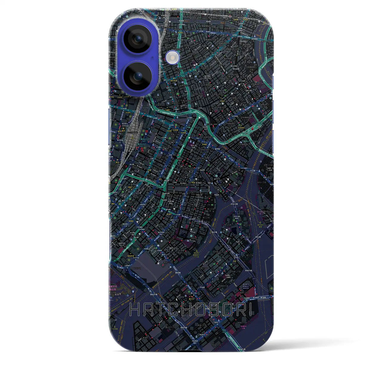 【八丁堀(東京都)】地図柄iPhoneケース(バックカバータイプ)