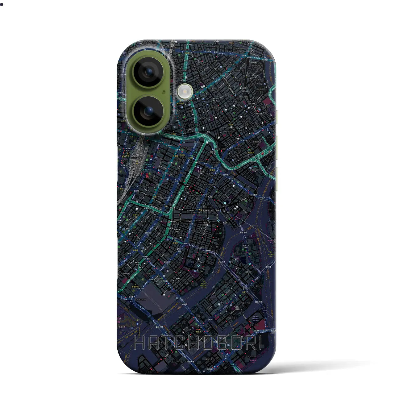 【八丁堀(東京都)】地図柄iPhoneケース(バックカバータイプ)