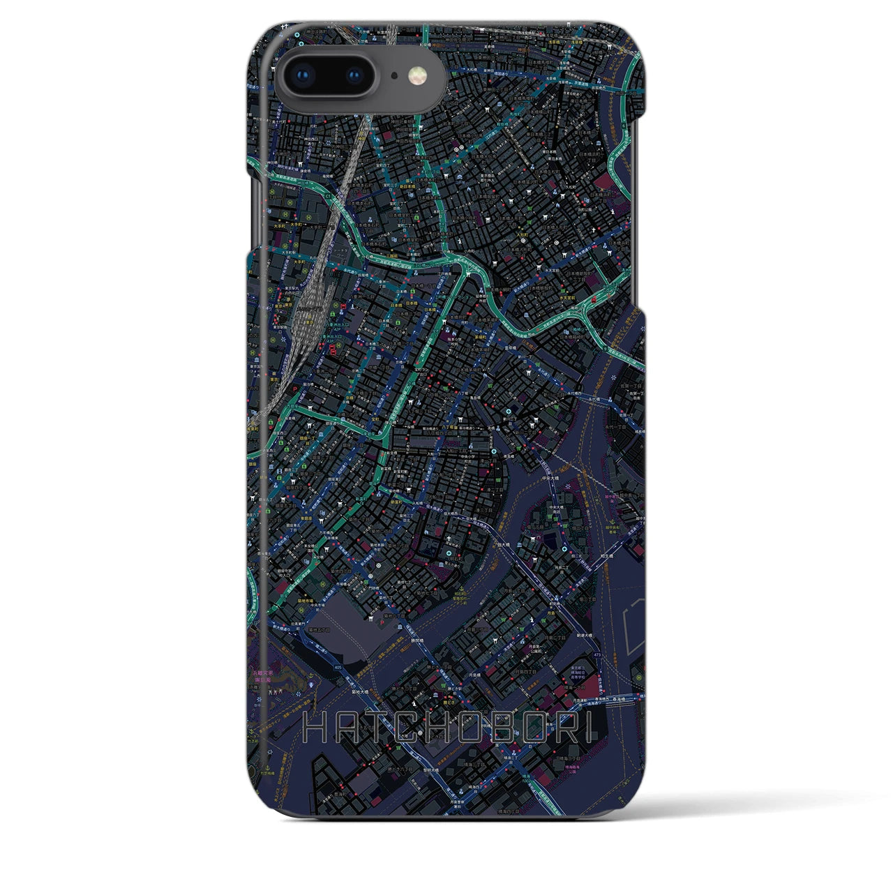 【八丁堀(東京都)】地図柄iPhoneケース(バックカバータイプ)