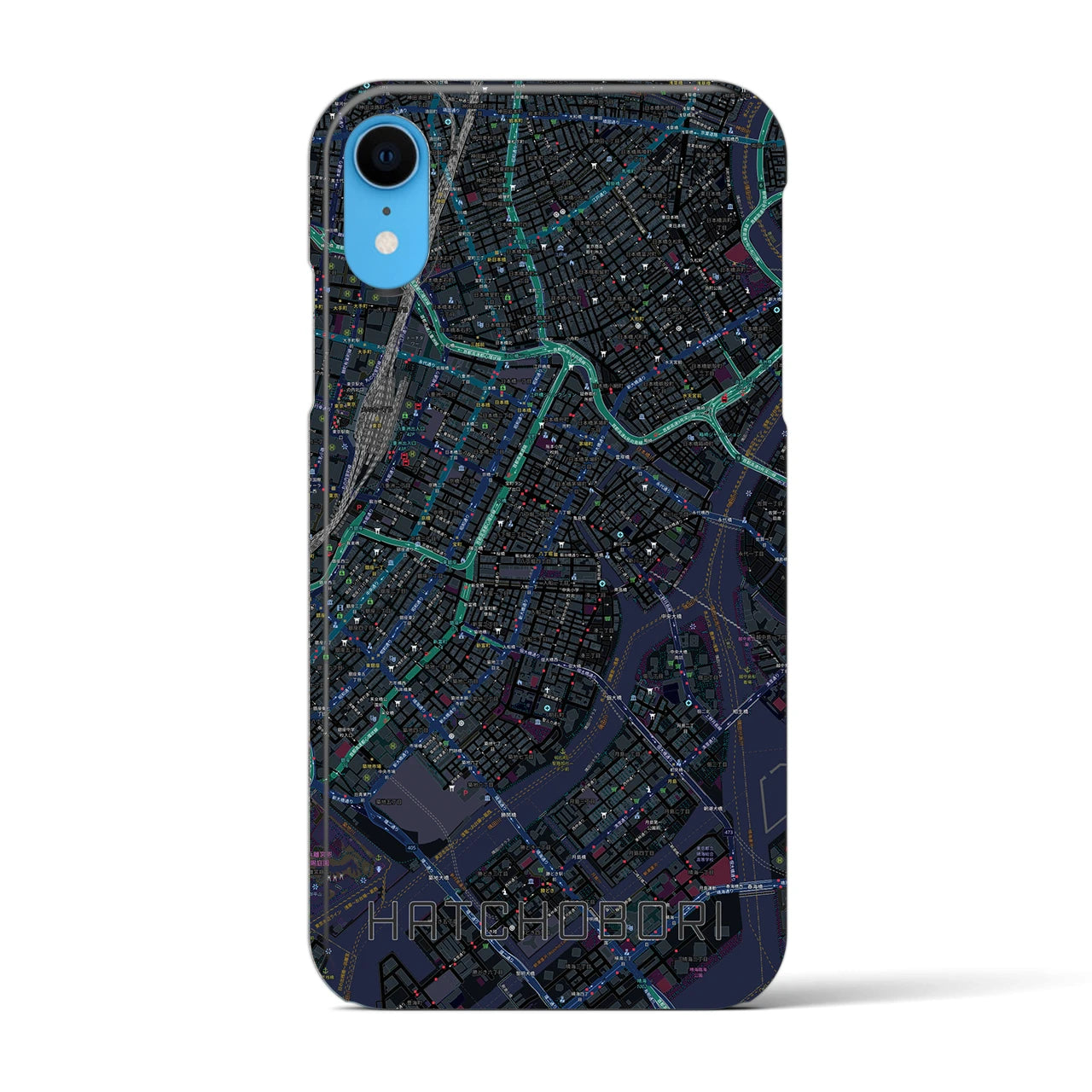 【八丁堀(東京都)】地図柄iPhoneケース(バックカバータイプ)