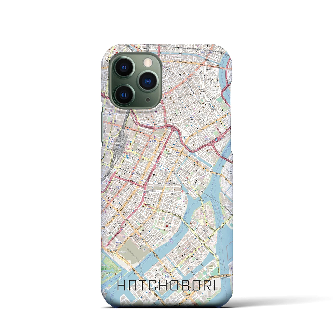 【八丁堀(東京都)】地図柄iPhoneケース(バックカバータイプ)
