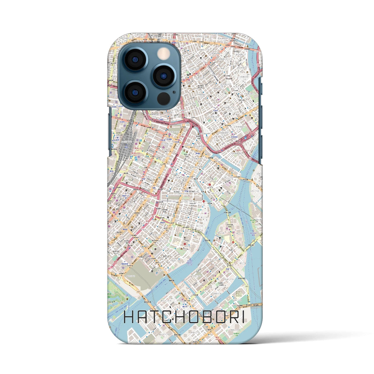【八丁堀(東京都)】地図柄iPhoneケース(バックカバータイプ)