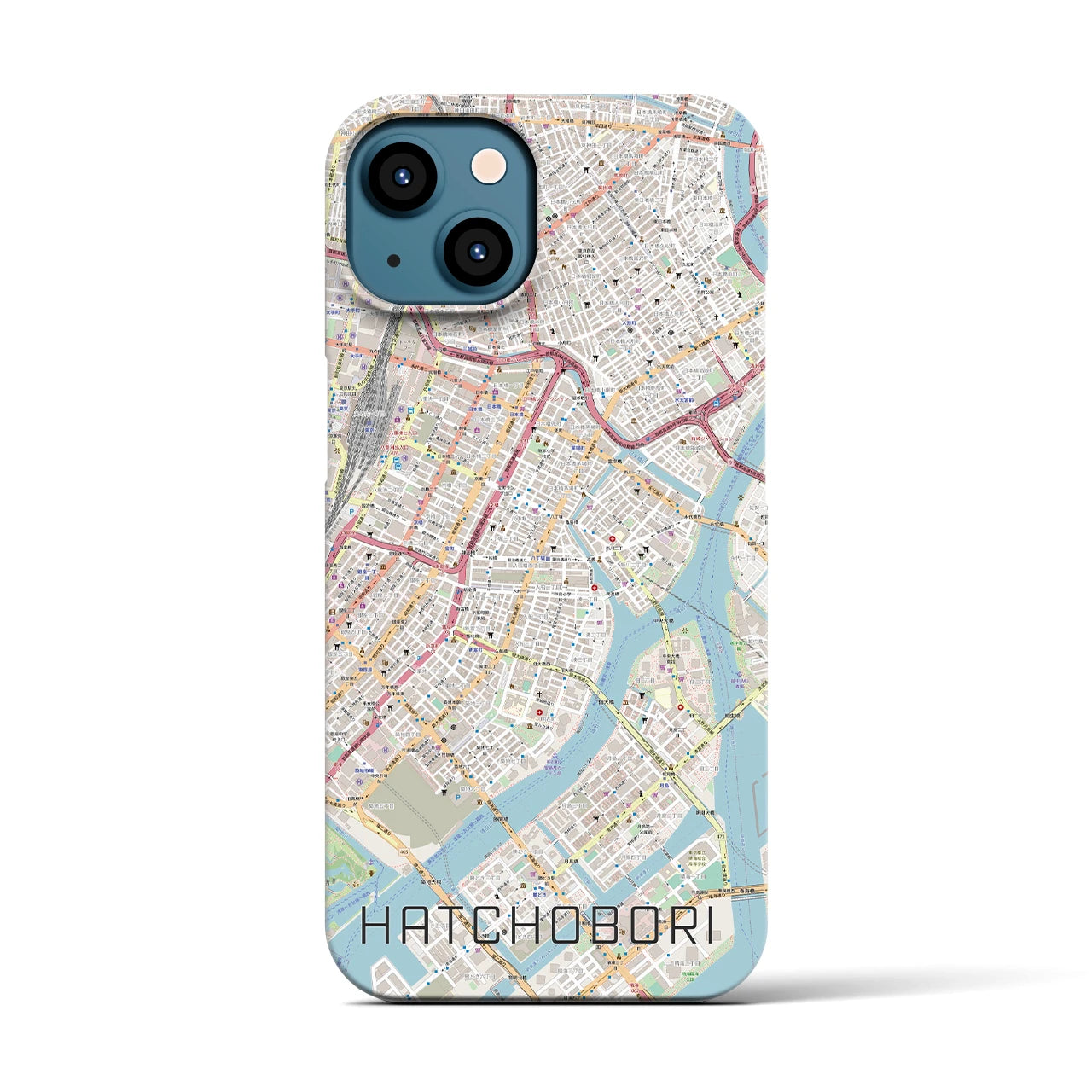 【八丁堀(東京都)】地図柄iPhoneケース(バックカバータイプ)