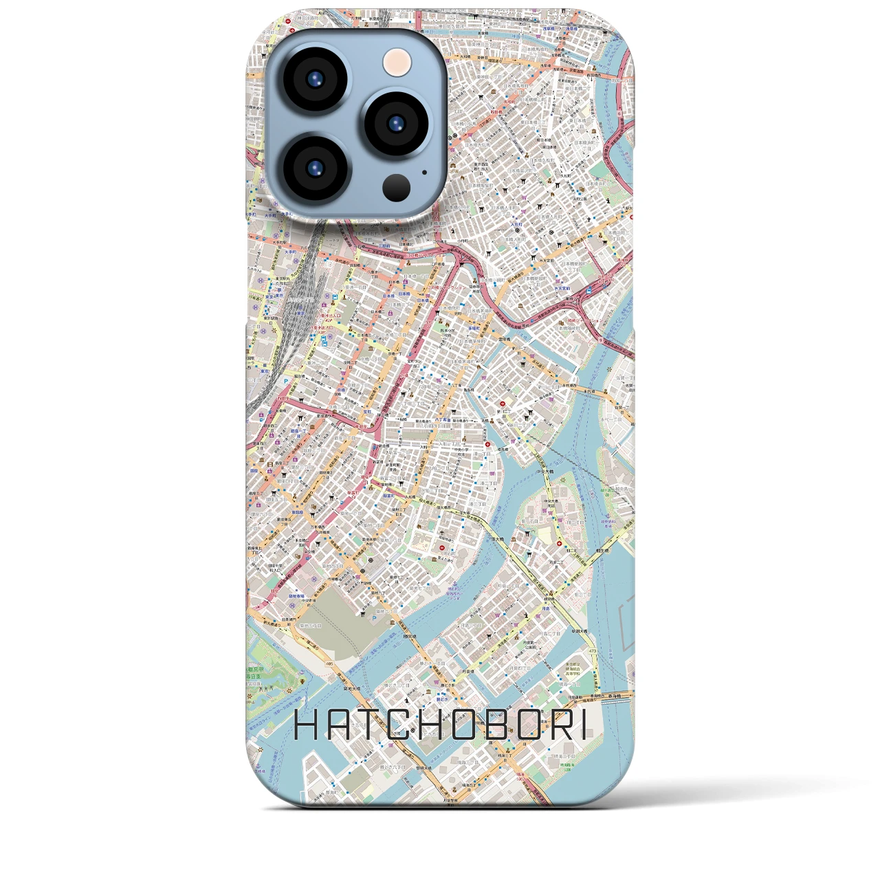 【八丁堀(東京都)】地図柄iPhoneケース(バックカバータイプ)