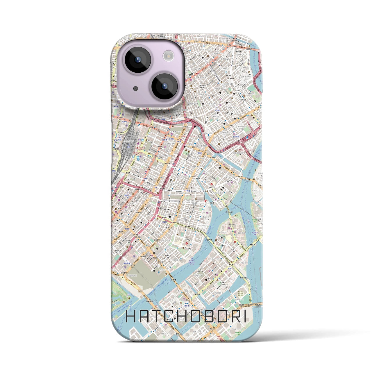【八丁堀(東京都)】地図柄iPhoneケース(バックカバータイプ)