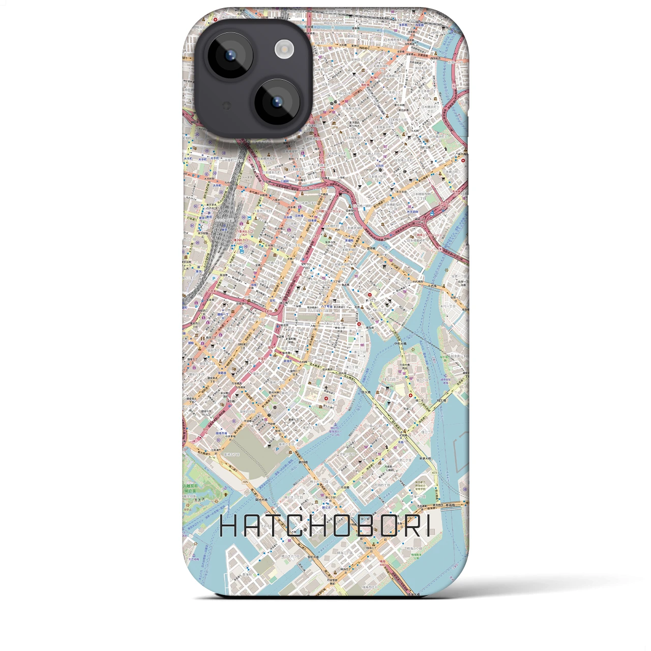 【八丁堀(東京都)】地図柄iPhoneケース(バックカバータイプ)