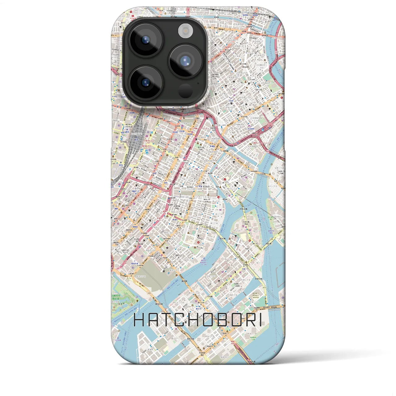 【八丁堀(東京都)】地図柄iPhoneケース(バックカバータイプ)