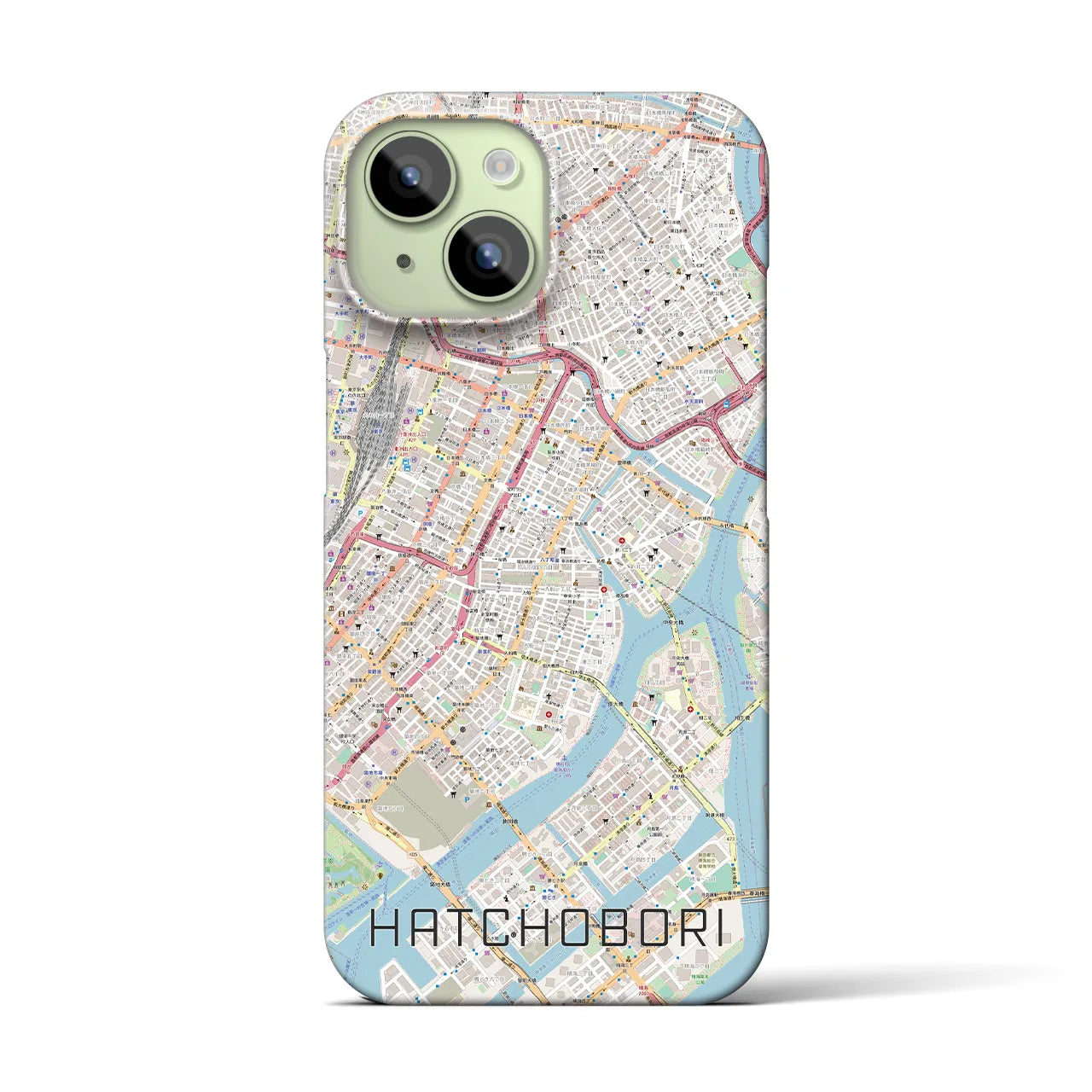 【八丁堀(東京都)】地図柄iPhoneケース(バックカバータイプ)