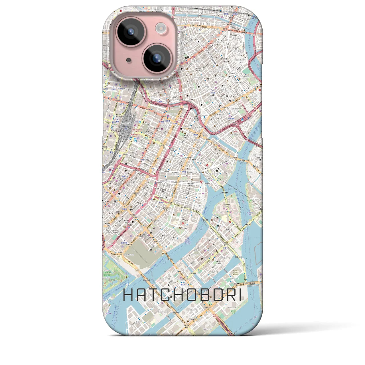 【八丁堀(東京都)】地図柄iPhoneケース(バックカバータイプ)