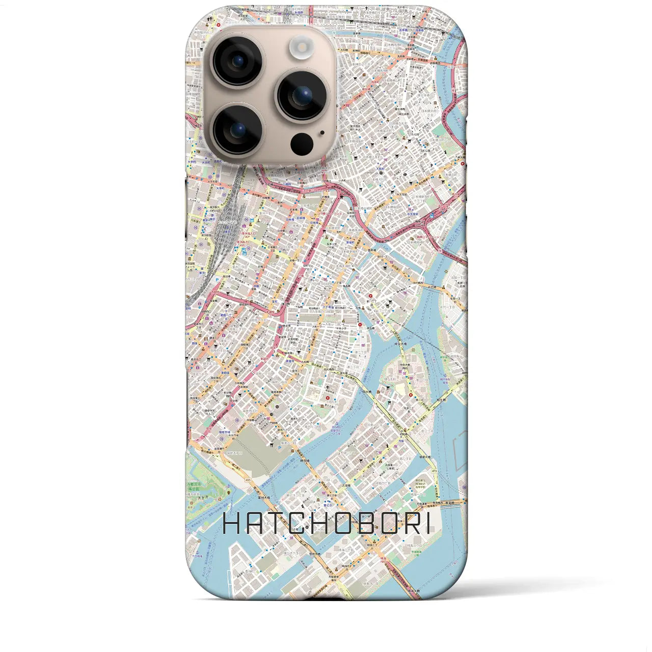 【八丁堀(東京都)】地図柄iPhoneケース(バックカバータイプ)