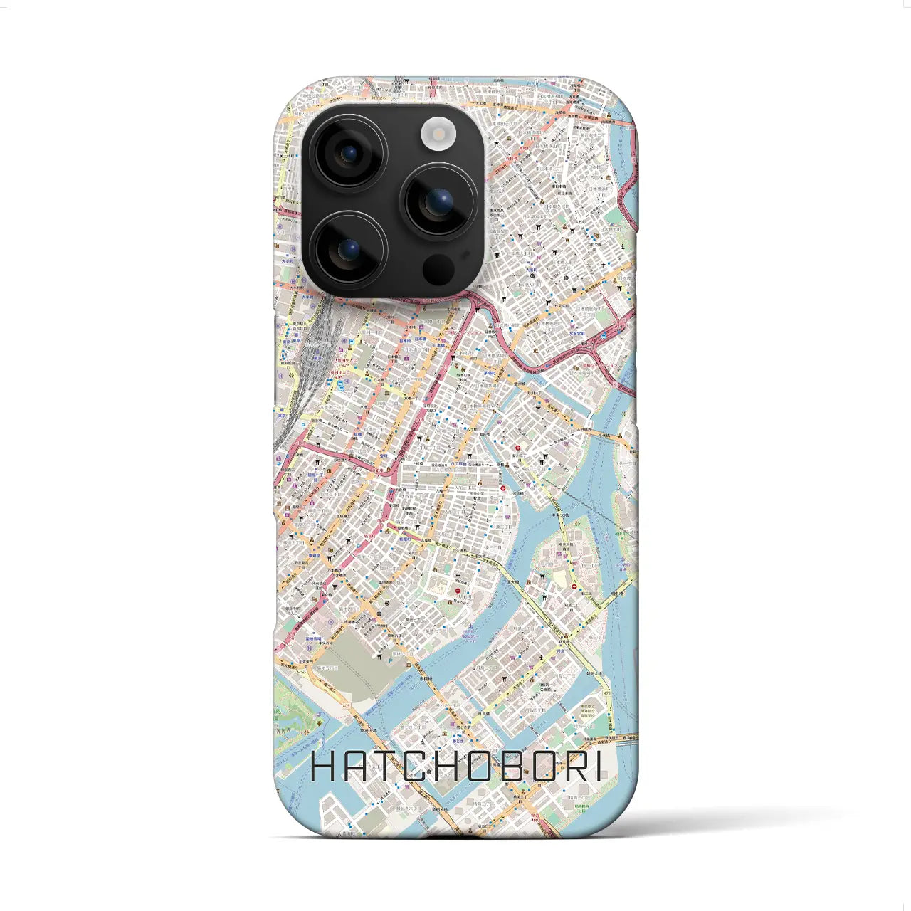 【八丁堀(東京都)】地図柄iPhoneケース(バックカバータイプ)