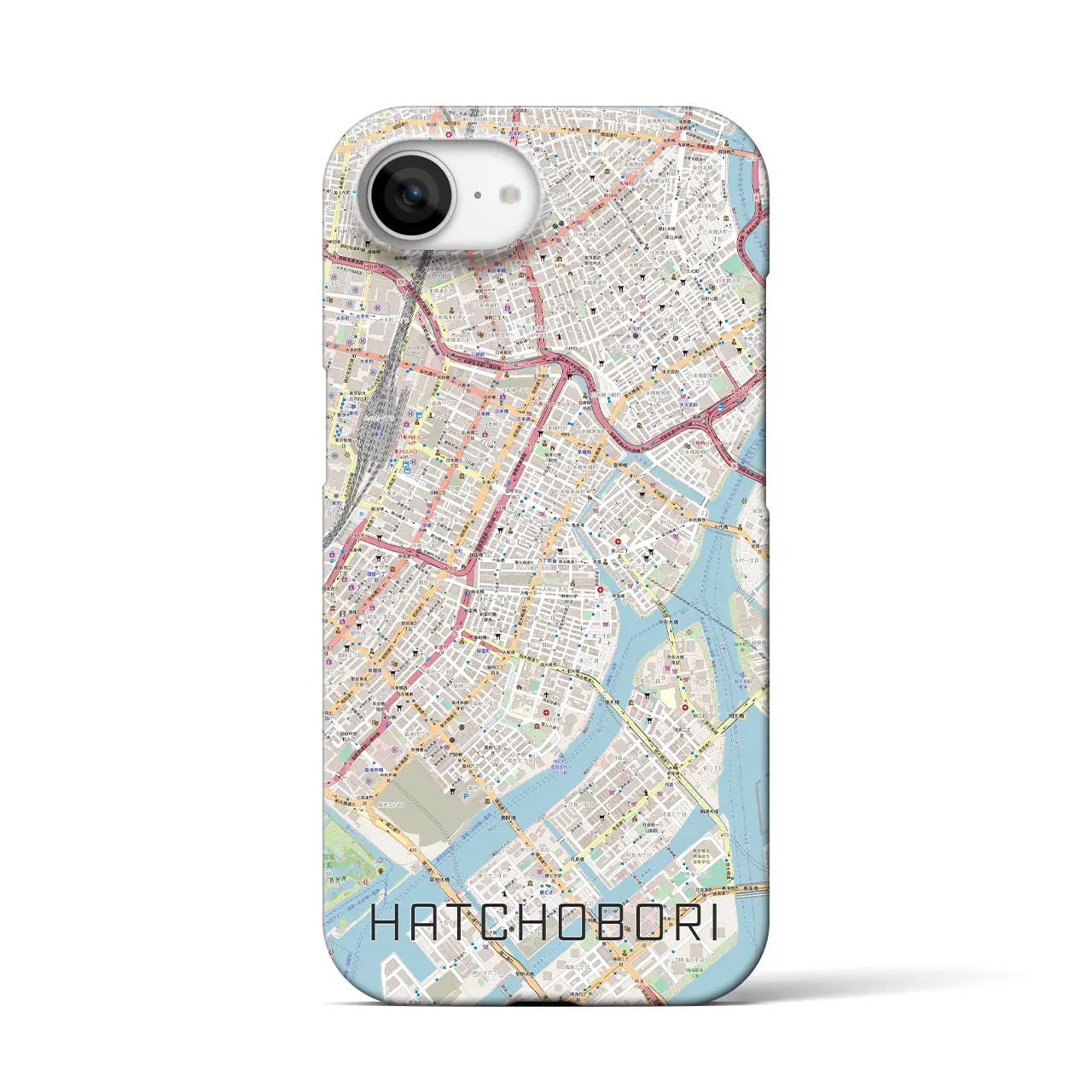 【八丁堀(東京都)】地図柄iPhoneケース(バックカバータイプ)