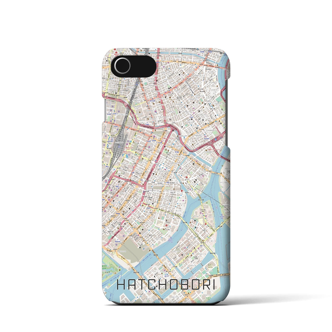 【八丁堀(東京都)】地図柄iPhoneケース(バックカバータイプ)