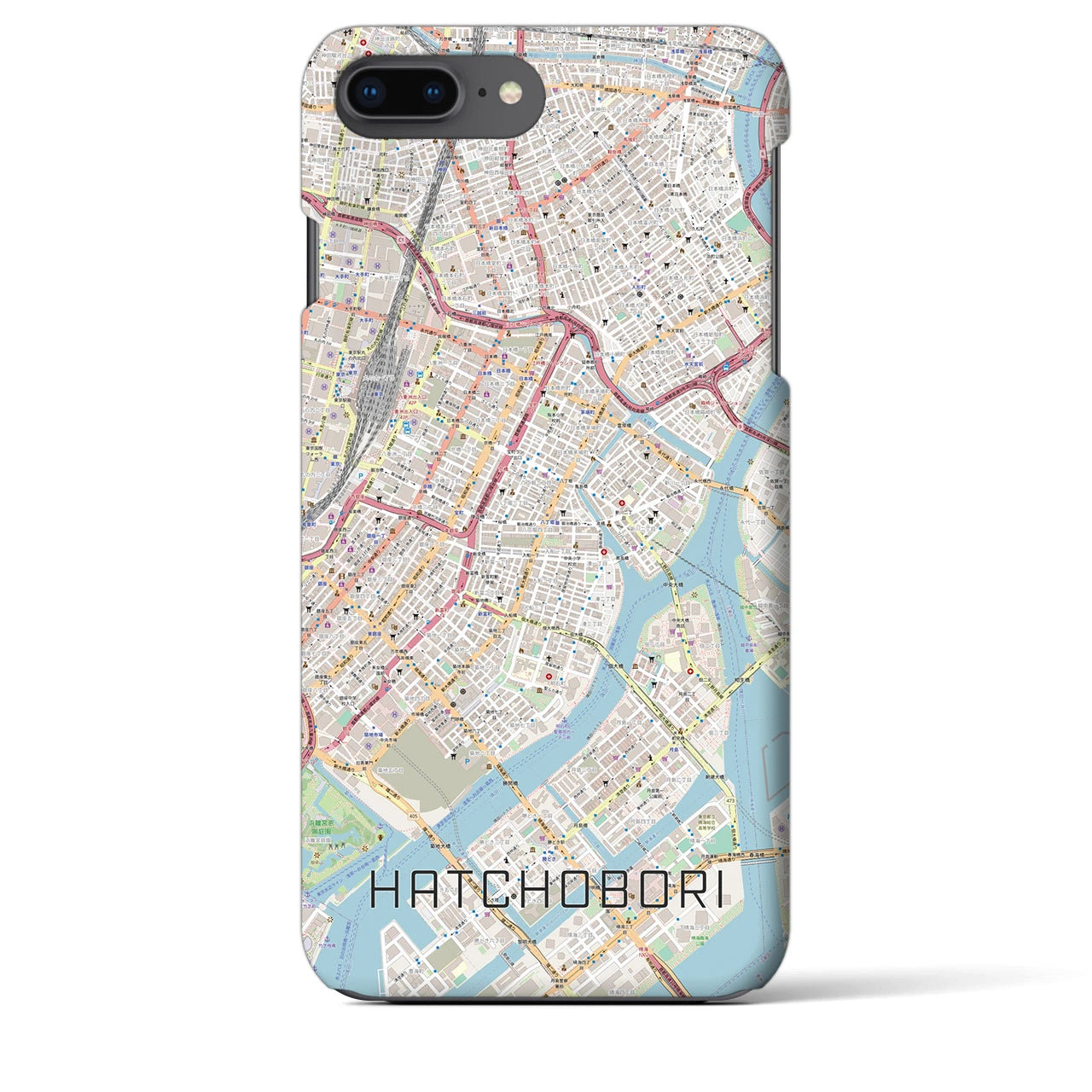 【八丁堀(東京都)】地図柄iPhoneケース(バックカバータイプ)