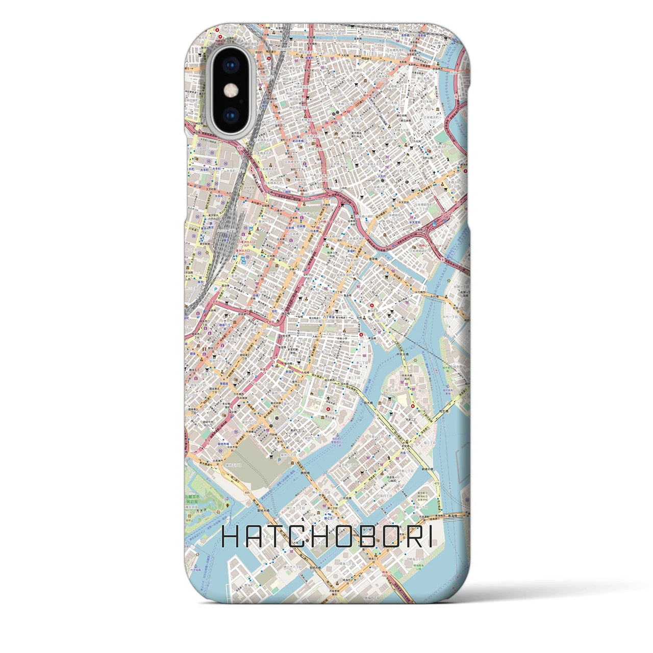 【八丁堀(東京都)】地図柄iPhoneケース(バックカバータイプ)