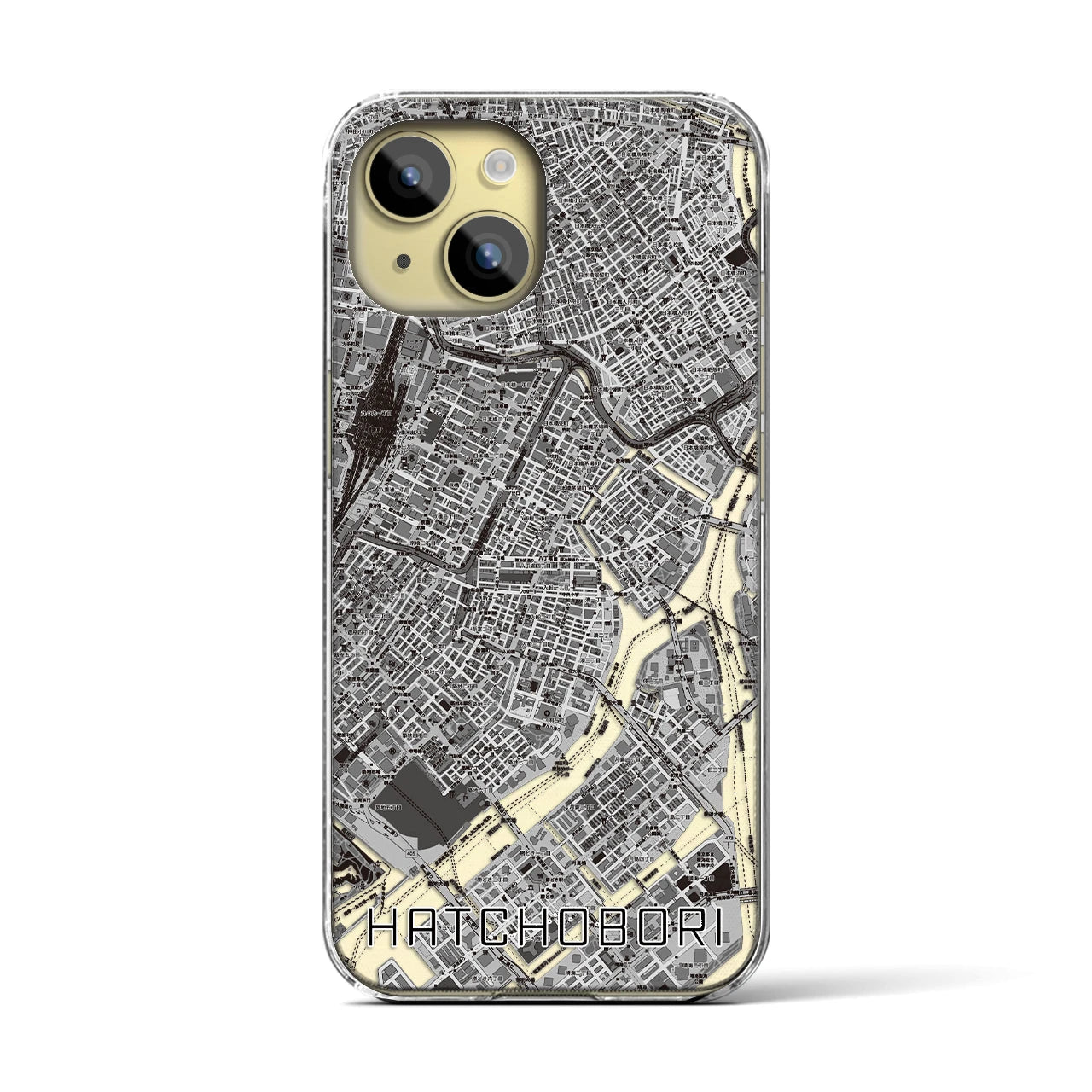 【八丁堀(東京都)】地図柄iPhoneケース(クリアタイプ)