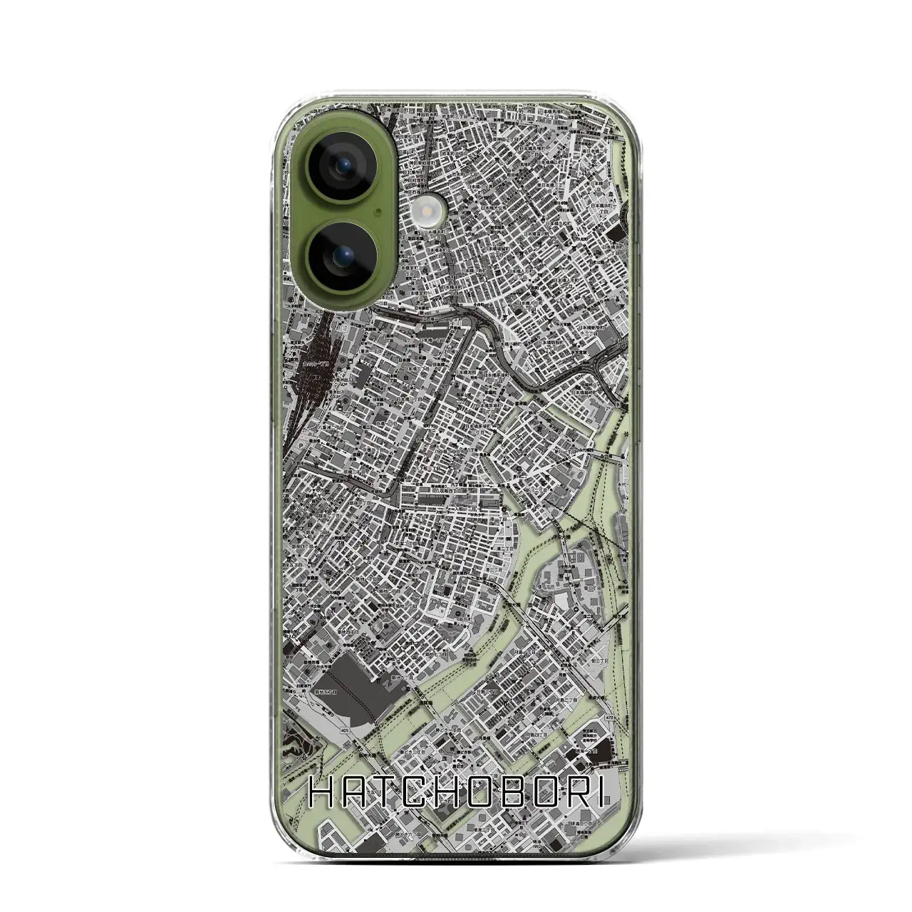 【八丁堀(東京都)】地図柄iPhoneケース(クリアタイプ)モノトーン・iPhone 17 Pro Max 用