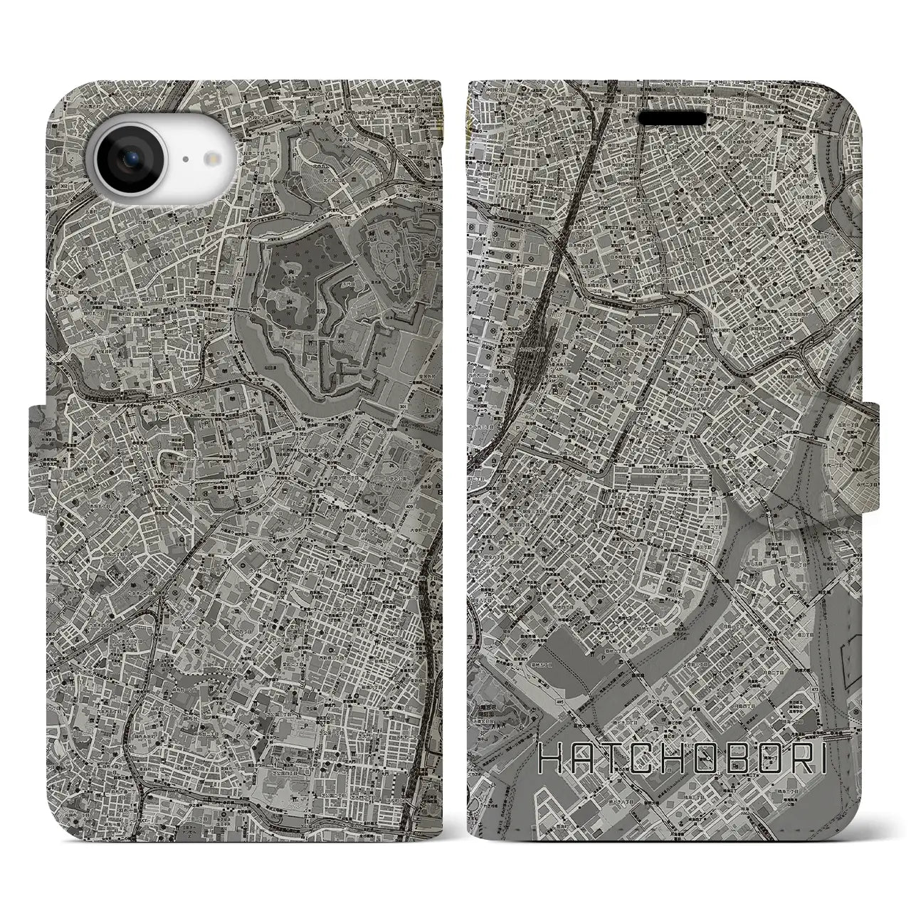 【八丁堀(東京都)】地図柄iPhoneケース(手帳タイプ)