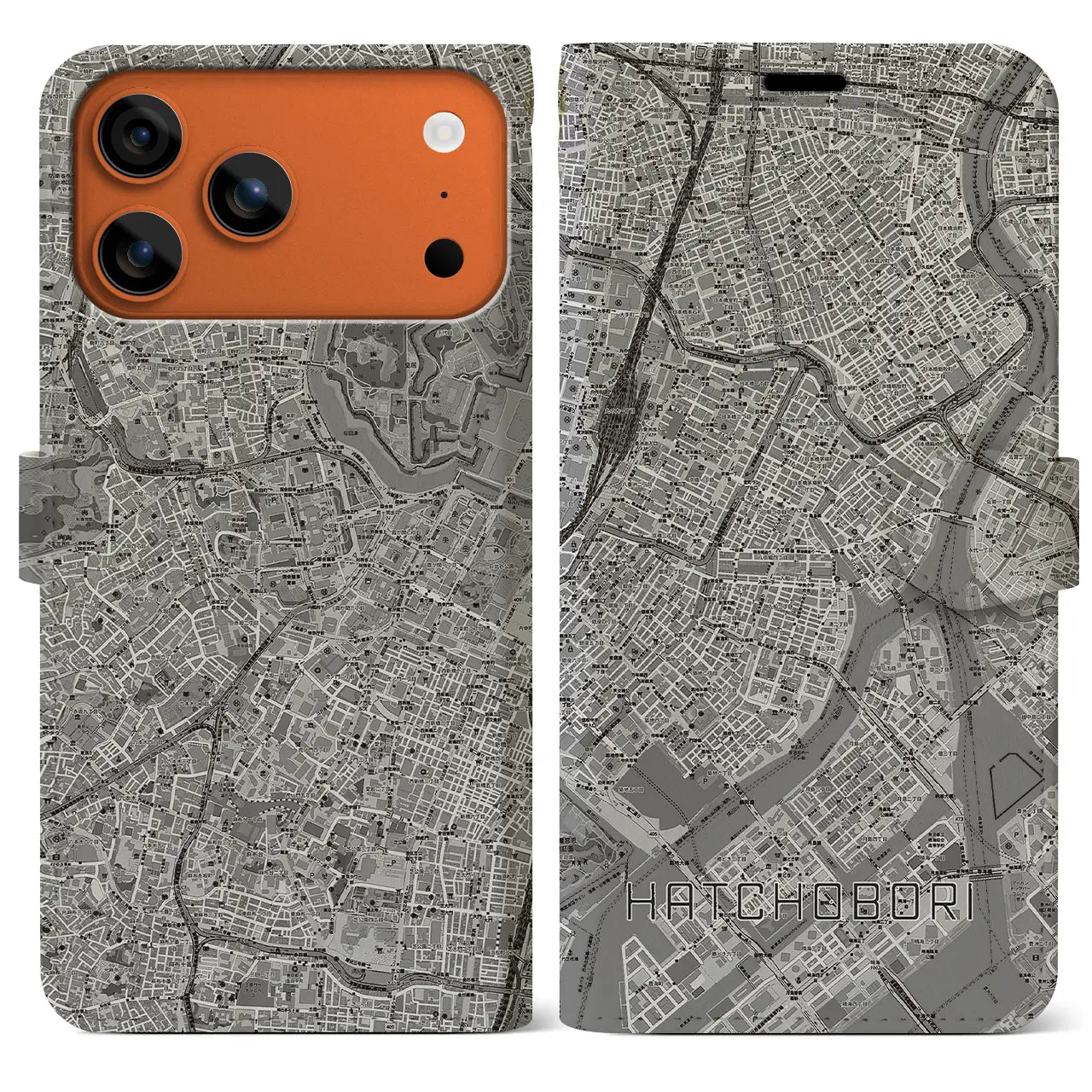 【八丁堀(東京都)】地図柄iPhoneケース(手帳タイプ)