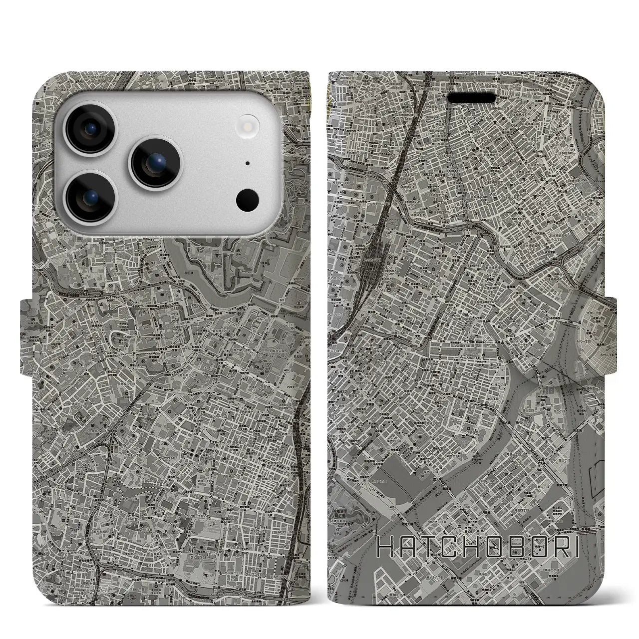 【八丁堀(東京都)】地図柄iPhoneケース(手帳タイプ)