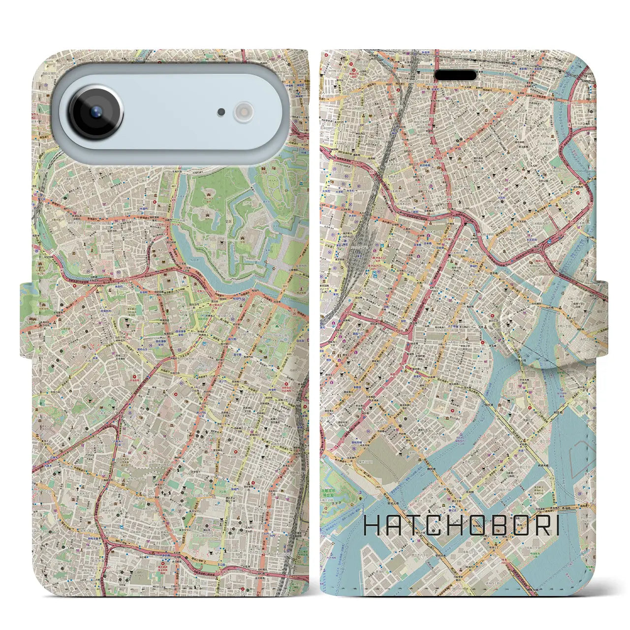 【八丁堀(東京都)】地図柄iPhoneケース(手帳タイプ)