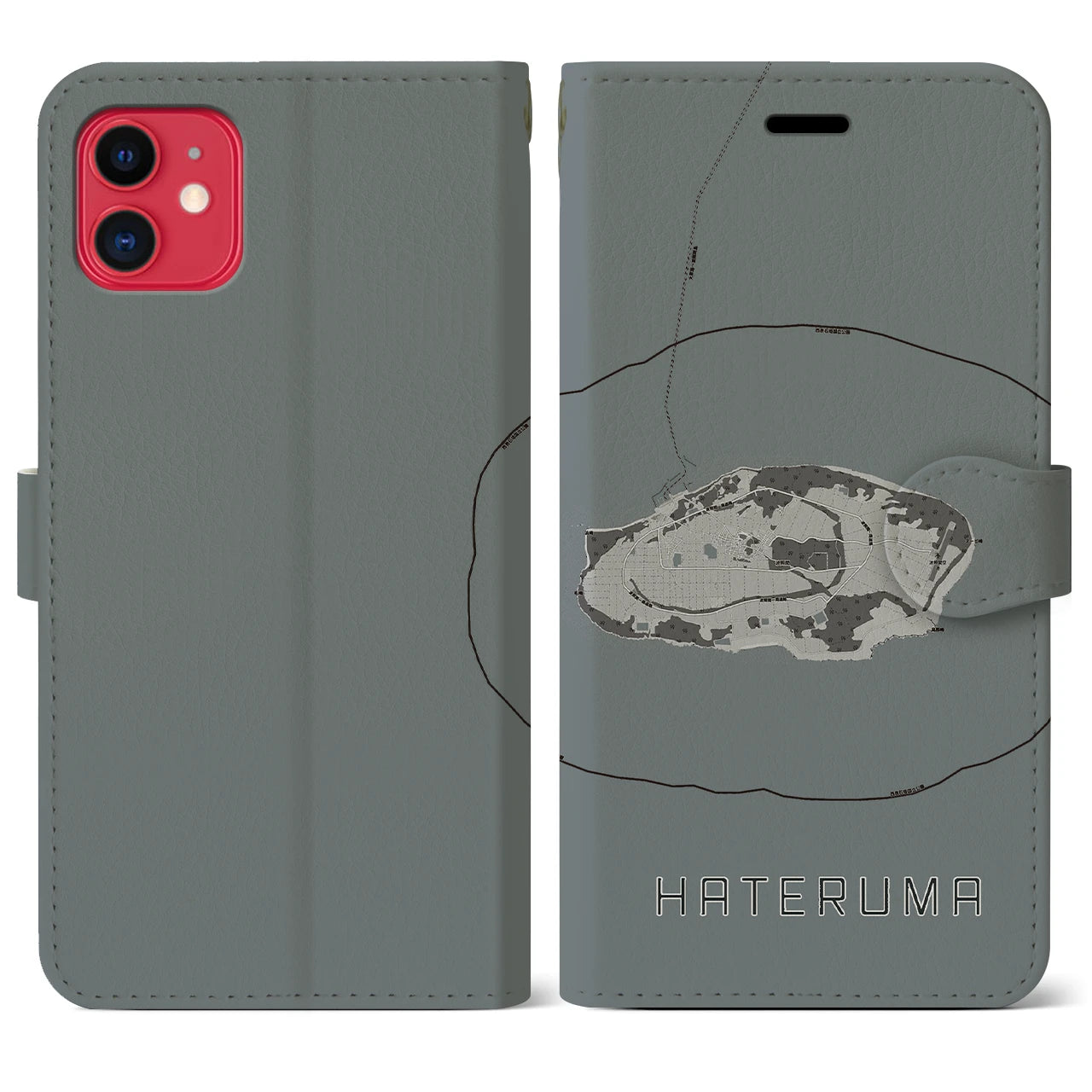 【波照間(沖縄県)】地図柄iPhoneケース(手帳タイプ)モノトーン・iPhone 11 用