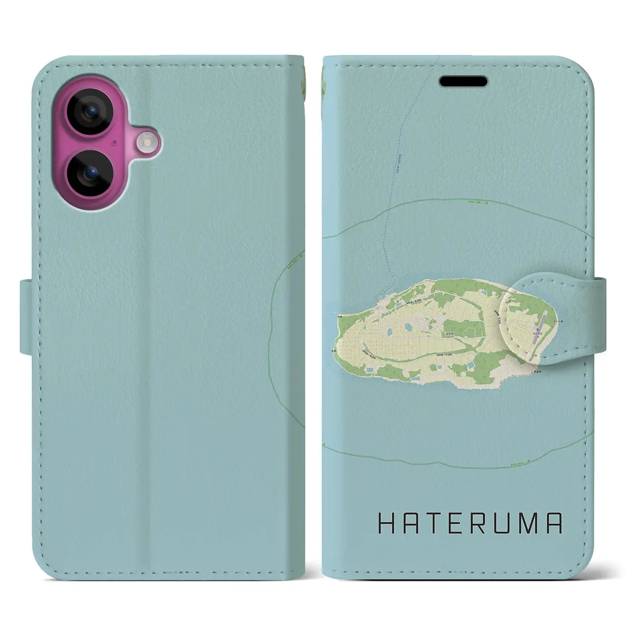 【波照間(沖縄県)】地図柄iPhoneケース(手帳タイプ)ナチュラル・iPhone 16 Pro 用