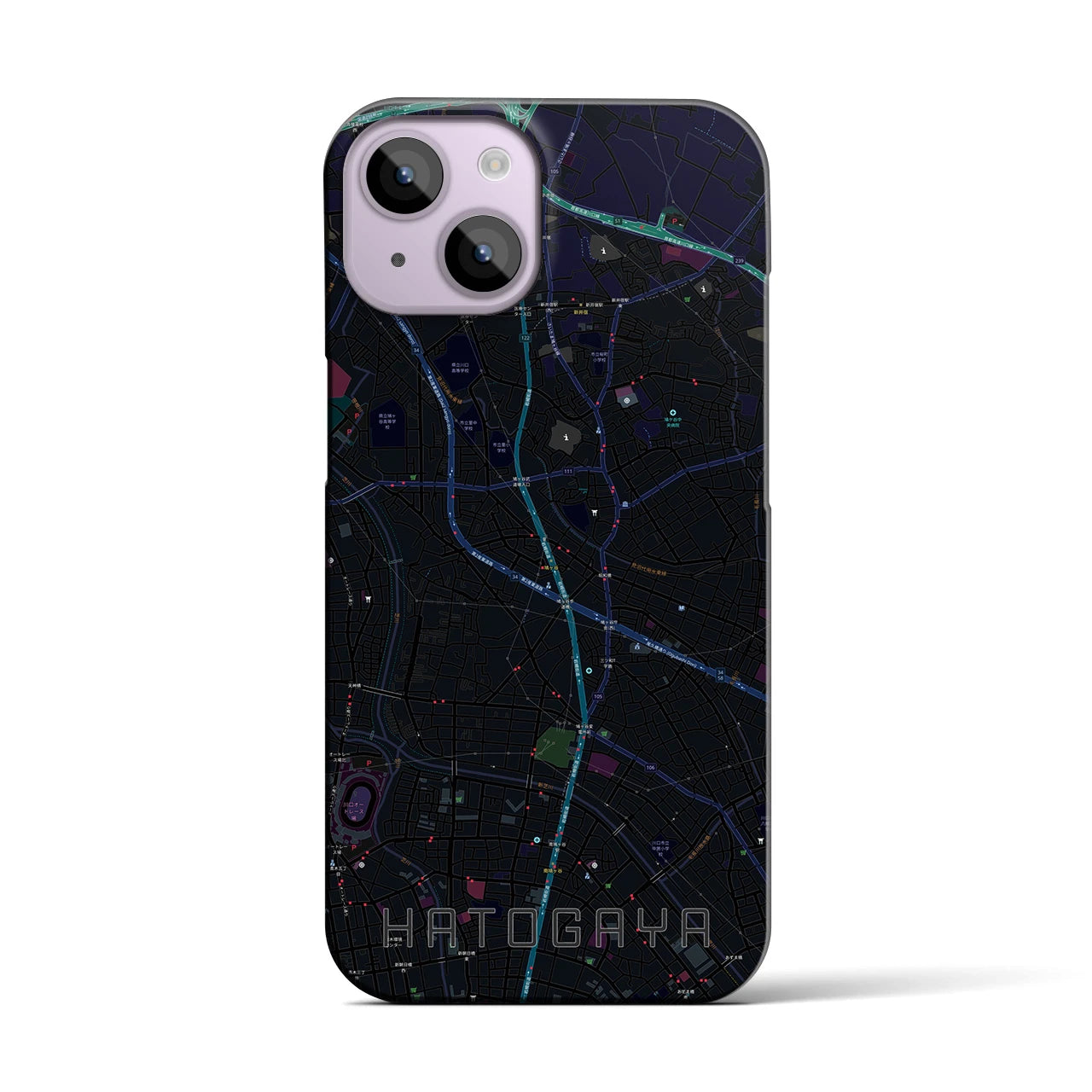 【鳩ヶ谷(埼玉県)】地図柄iPhoneケース(バックカバータイプ)