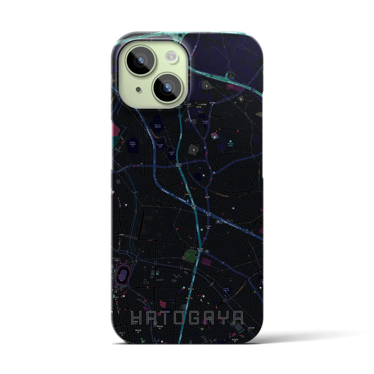【鳩ヶ谷(埼玉県)】地図柄iPhoneケース(バックカバータイプ)