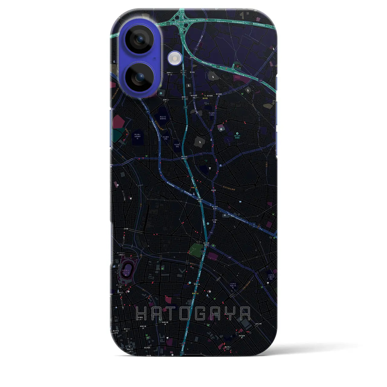 【鳩ヶ谷(埼玉県)】地図柄iPhoneケース(バックカバータイプ)