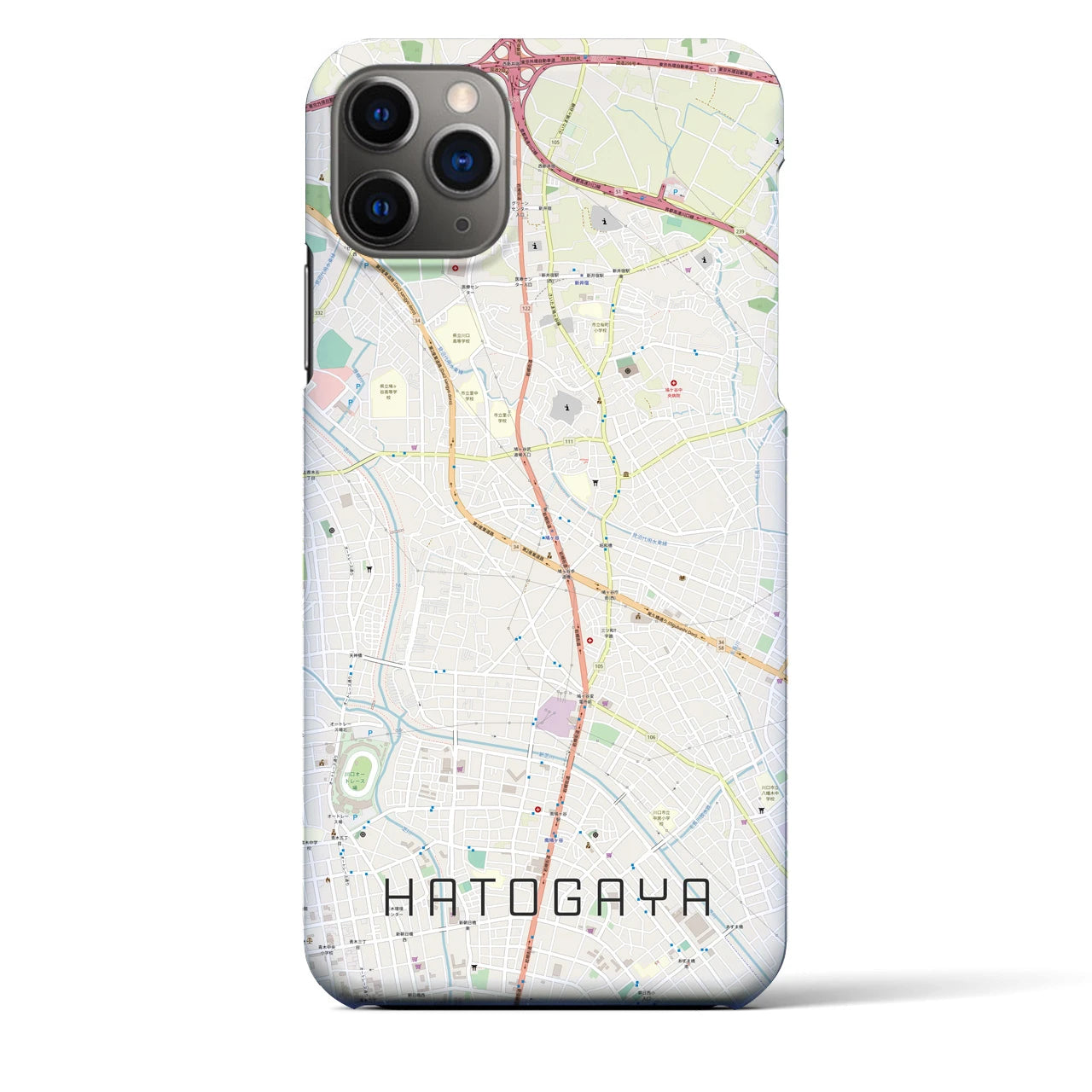 【鳩ヶ谷(埼玉県)】地図柄iPhoneケース(バックカバータイプ)