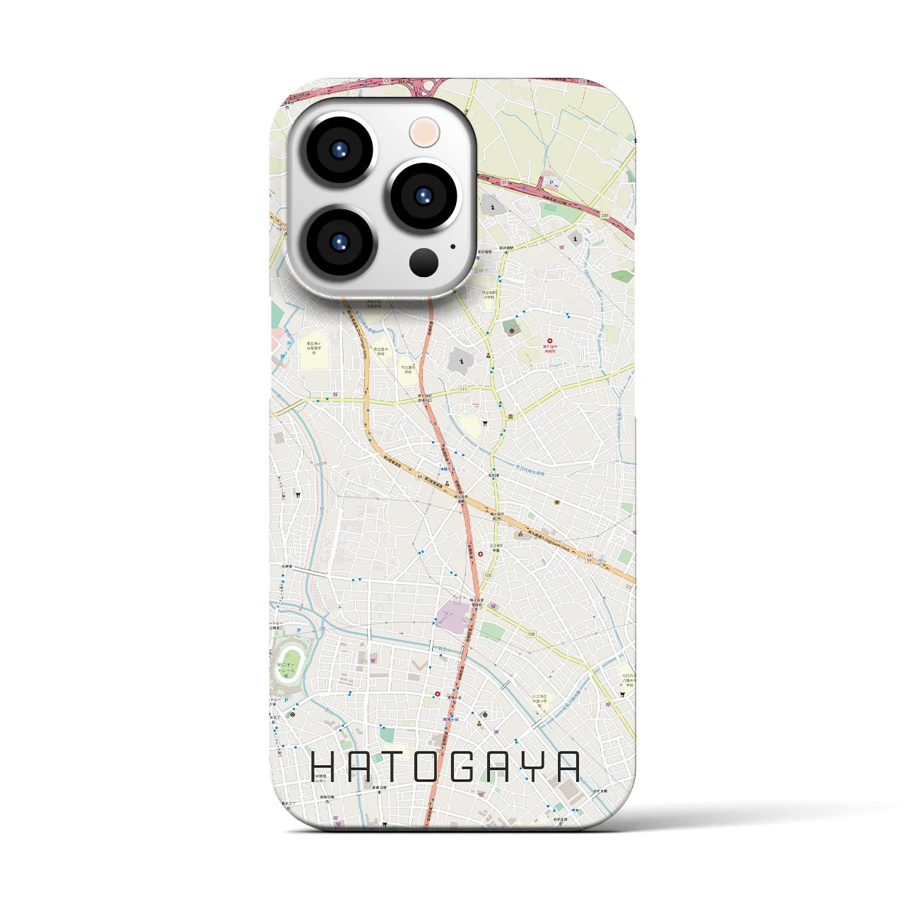 【鳩ヶ谷(埼玉県)】地図柄iPhoneケース(バックカバータイプ)