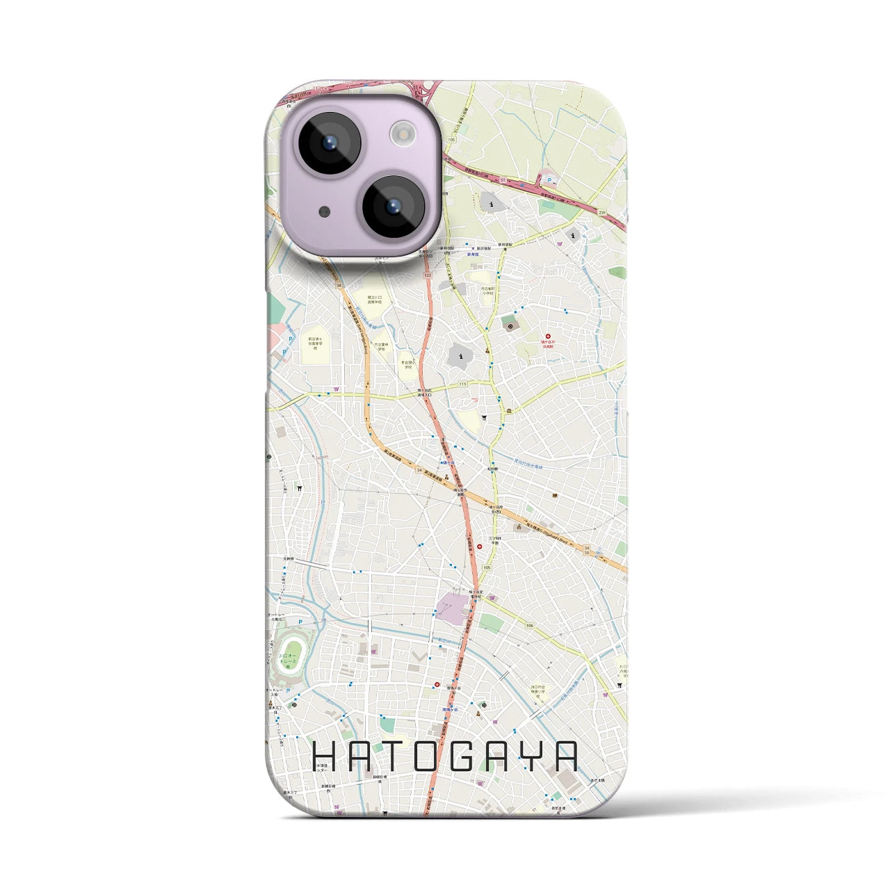 【鳩ヶ谷(埼玉県)】地図柄iPhoneケース(バックカバータイプ)