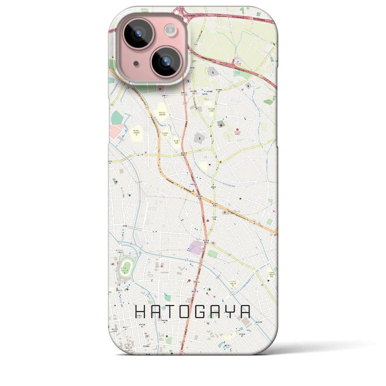 【鳩ヶ谷(埼玉県)】地図柄iPhoneケース(バックカバータイプ)