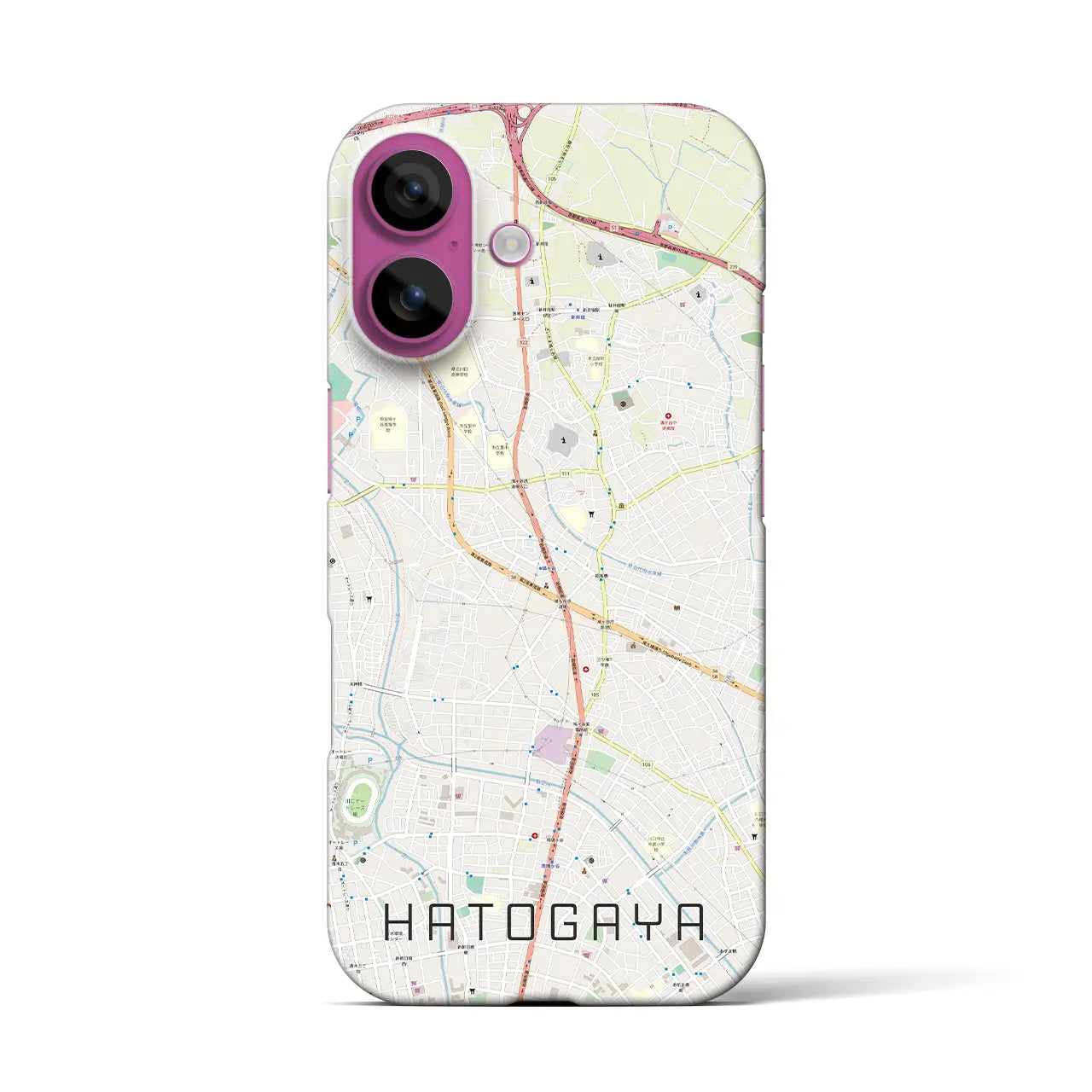 【鳩ヶ谷(埼玉県)】地図柄iPhoneケース(バックカバータイプ)