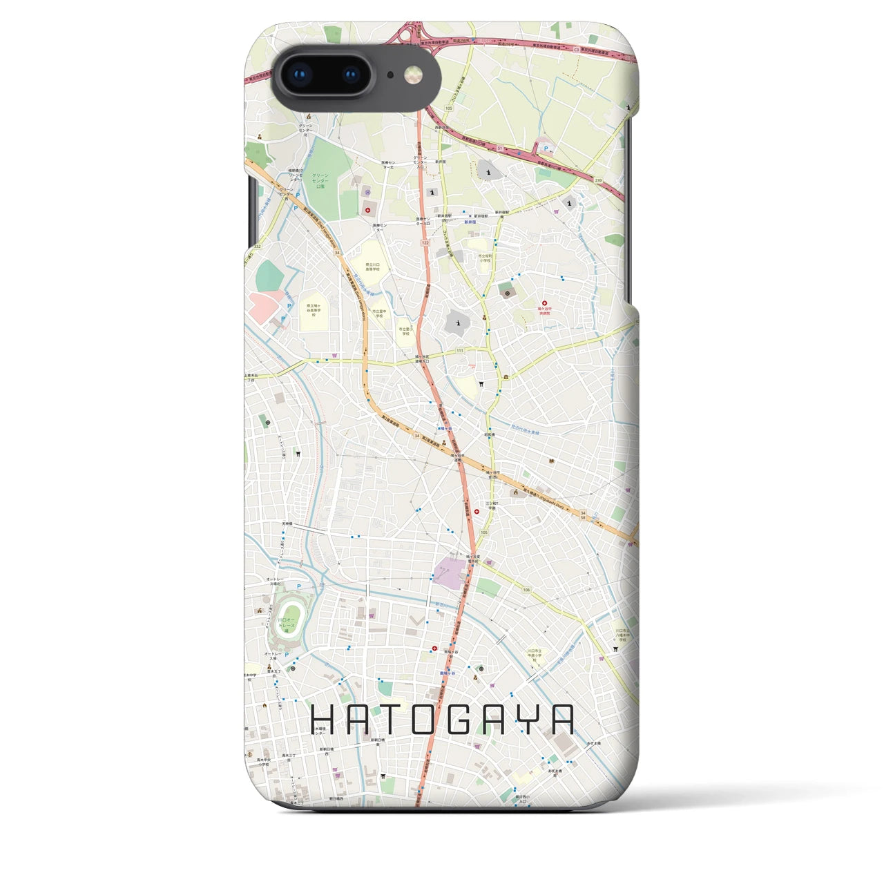 【鳩ヶ谷(埼玉県)】地図柄iPhoneケース(バックカバータイプ)